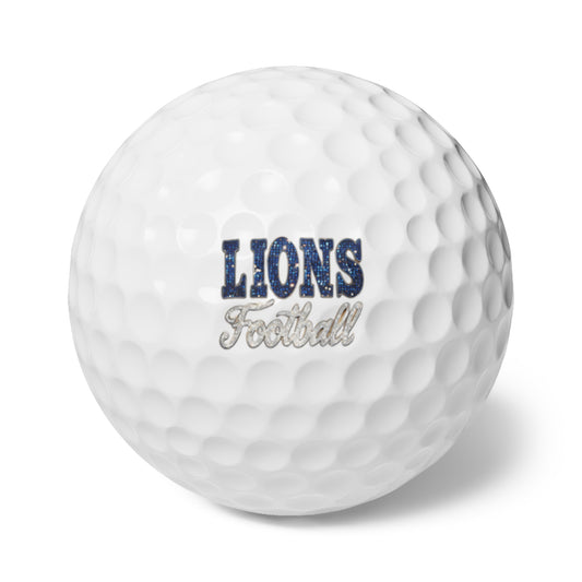 Golf Balls - Lions Football Faux Glitter Look, Sports Decor, Team Spirit Gift, Golf Accessories, Golfing Supplies