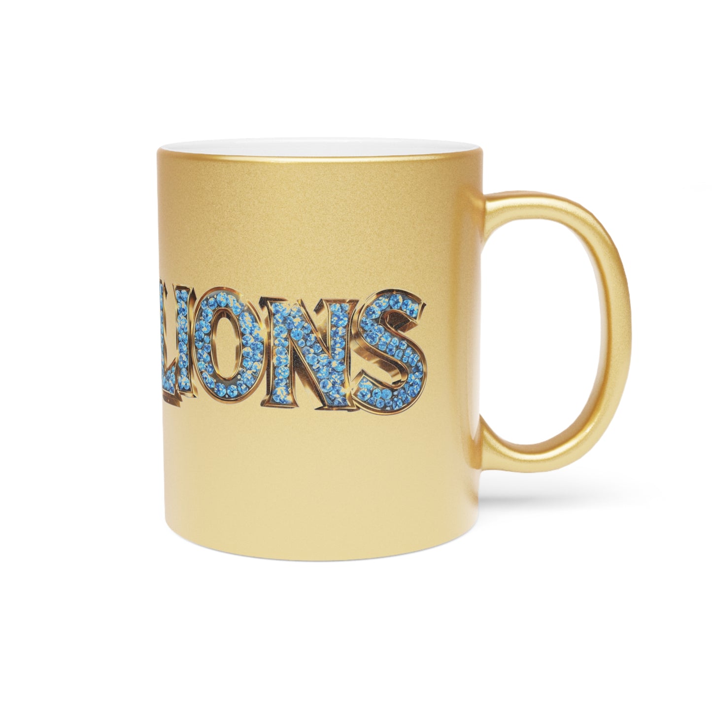 Metallic Mug — 'Willy' & Jewel-Style 'Lio' Silver/Gold Accent Ceramic Cup