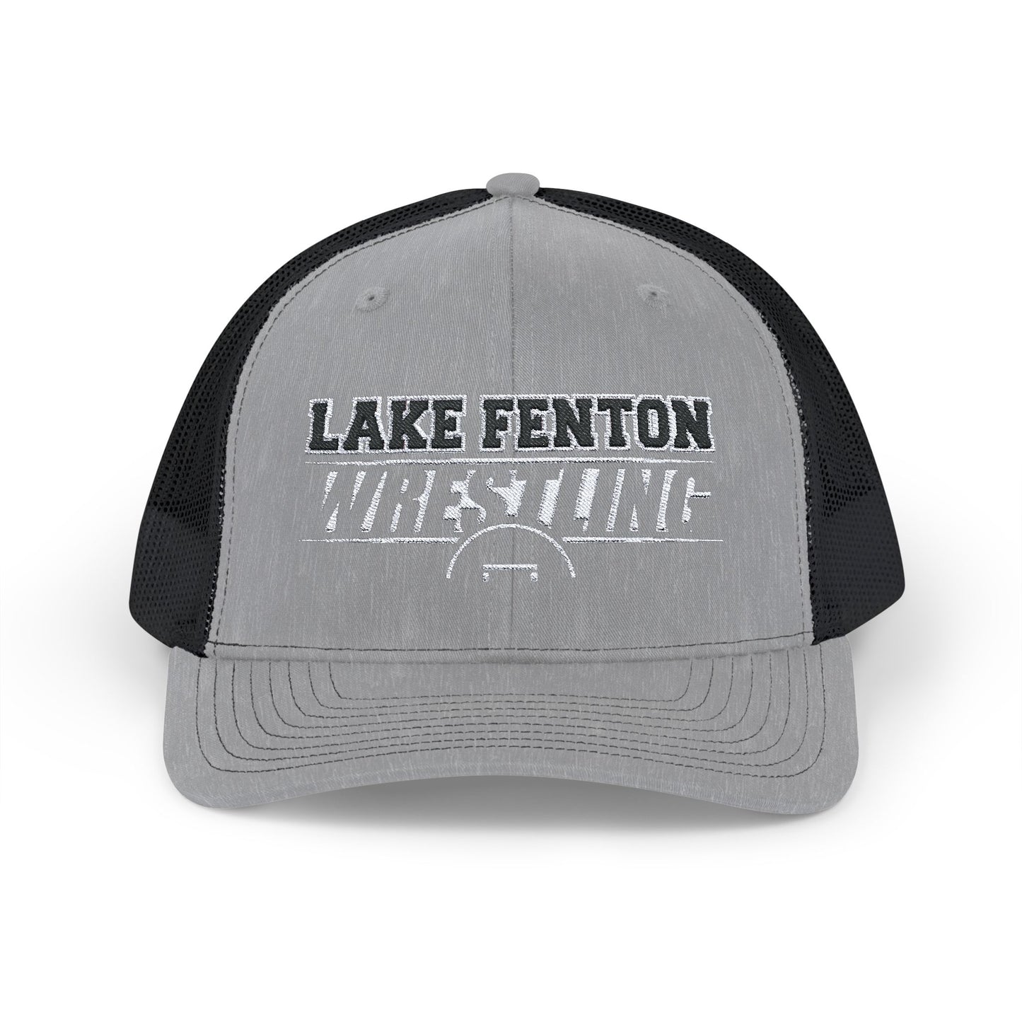 Lake Fenton Wrestling Mat Snapback Trucker Cap, Embroidered Design