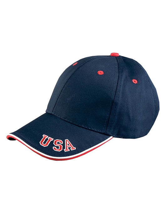 USA Embroidered Bill Baseball Cap Hat by Adams Headwear, Adjustable