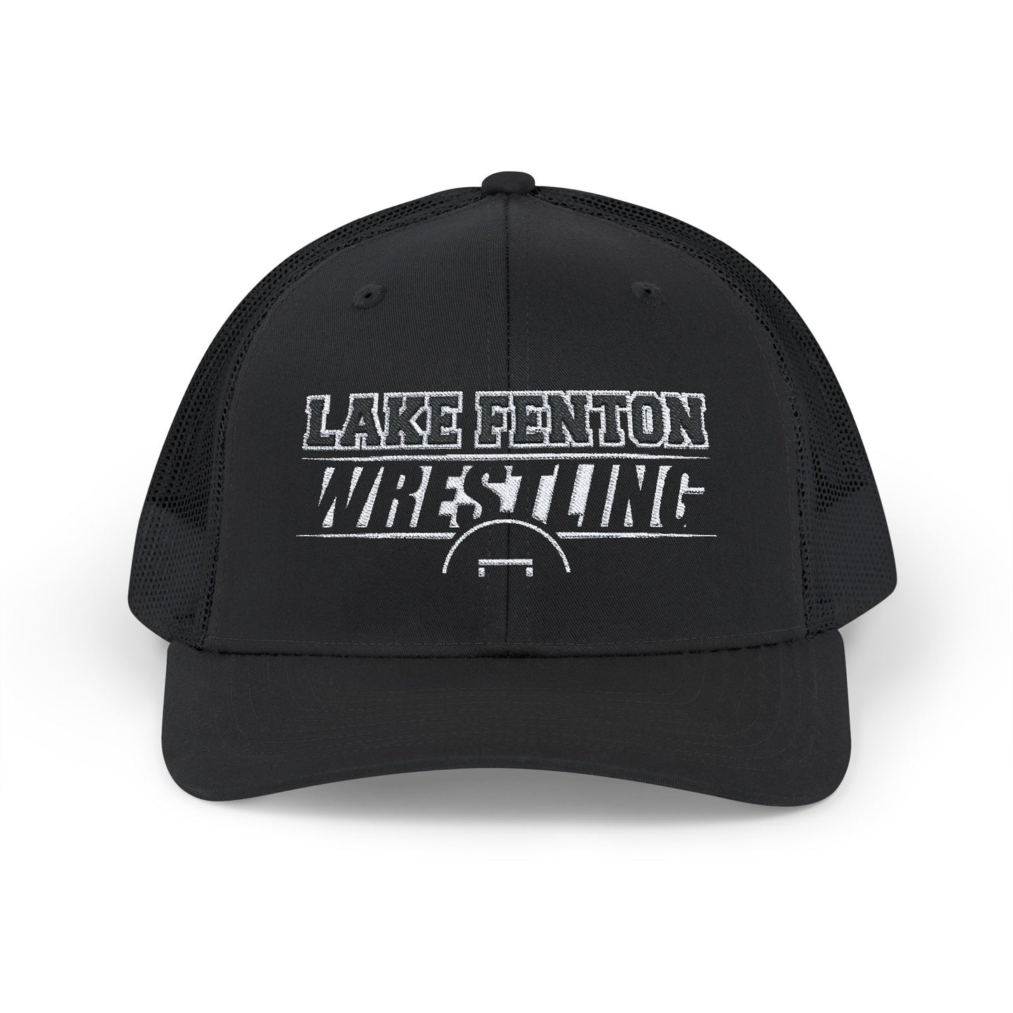 Lake Fenton Wrestling Mat Snapback Trucker Cap, Embroidered Design