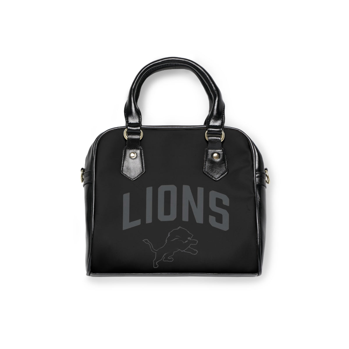 Lions Logo Shoulder Handbag — Sleek Black Team Tote