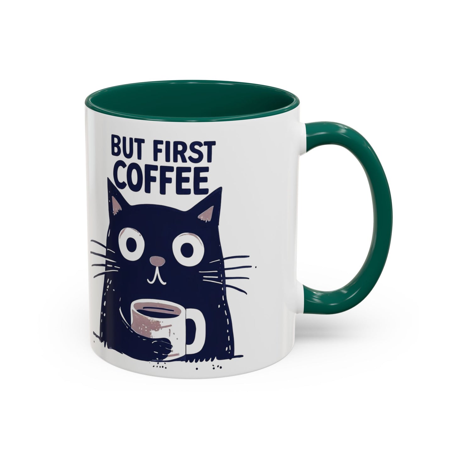 But First Coffee Cat Mug - Colorful 11oz/15oz Coffee Cup, Perfect for Cat Lovers, Gift for Mom, Birthday, Housewarming