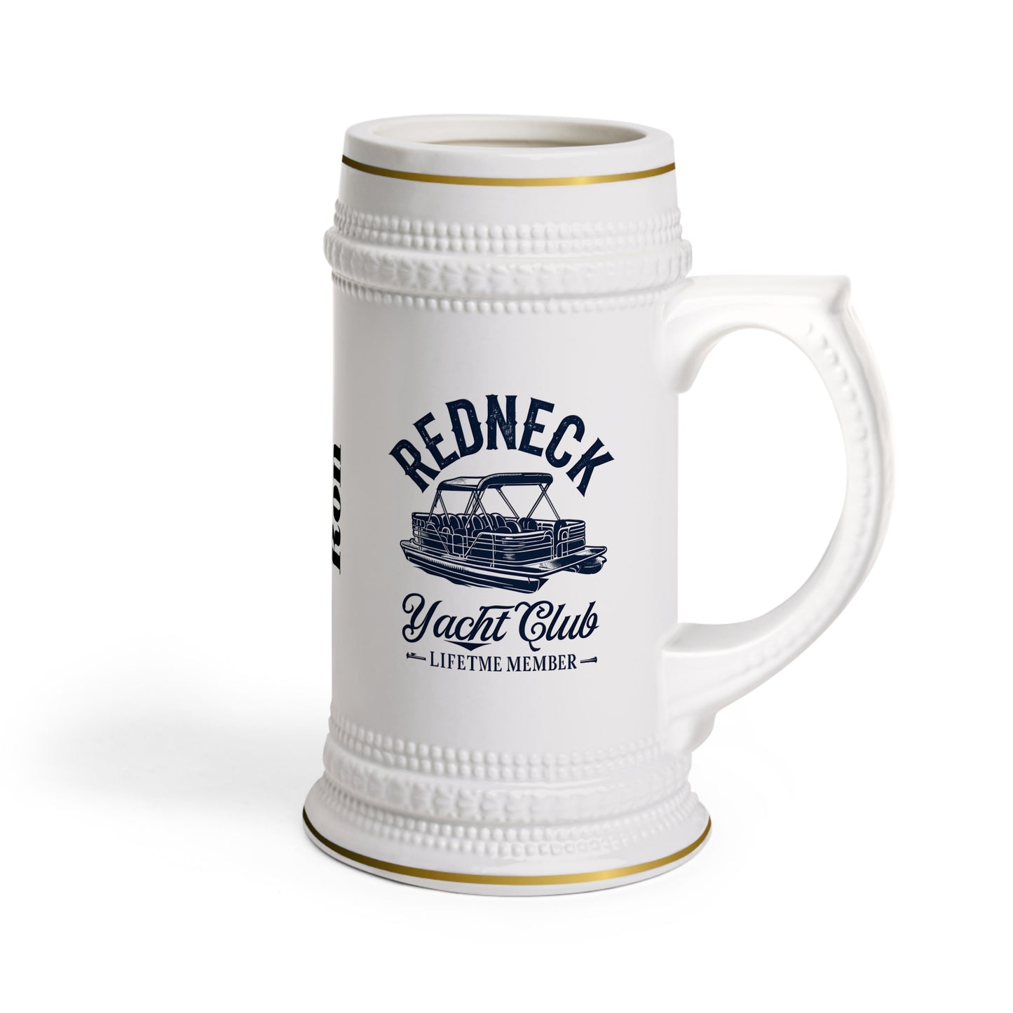 Nautical Stein Mug for Boat Lovers, Captain Gift, Redneck Yacht Club Pontoon, Summer Parties, Father's Day Celebrations, Funny Boating