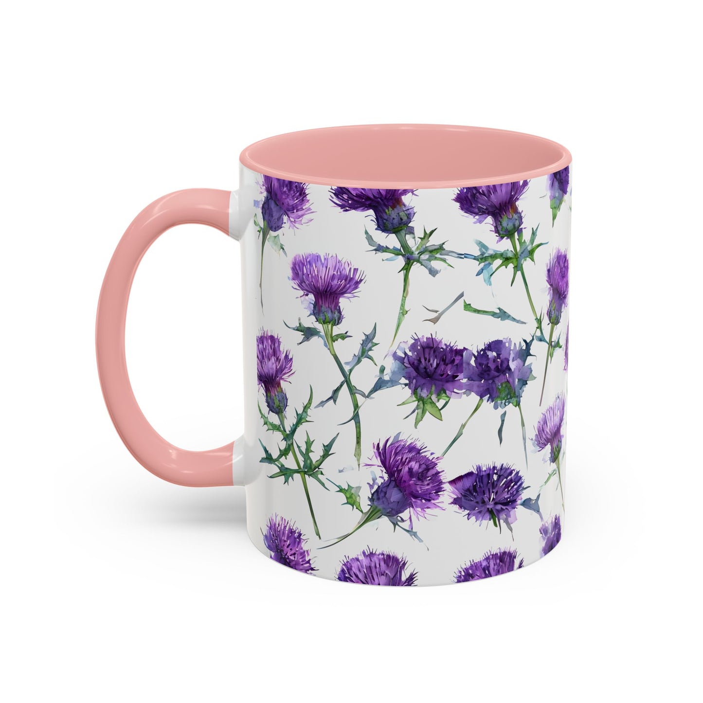 Coffee Mug, Scottish Thistle Design, Tea Cup, Floral Pattern, Gift for Her, Ceramic Mug, Kitchen Decor, Unique Mug, Personalized