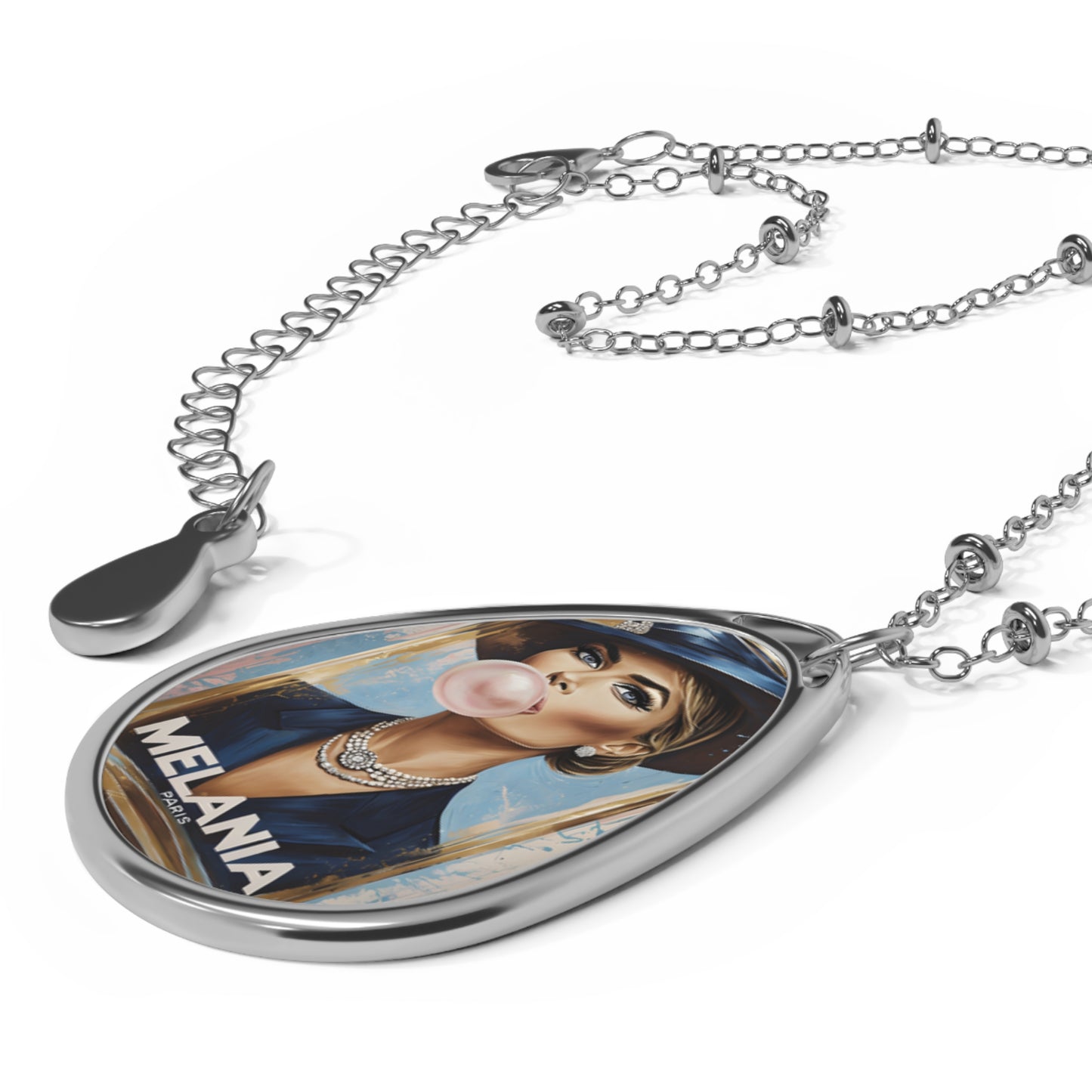Oval Necklace - Melania Trump, First Lady, United States - Mother's Day, Valentine's Day, Gift for Her, Political Jewelry, Patriotic
