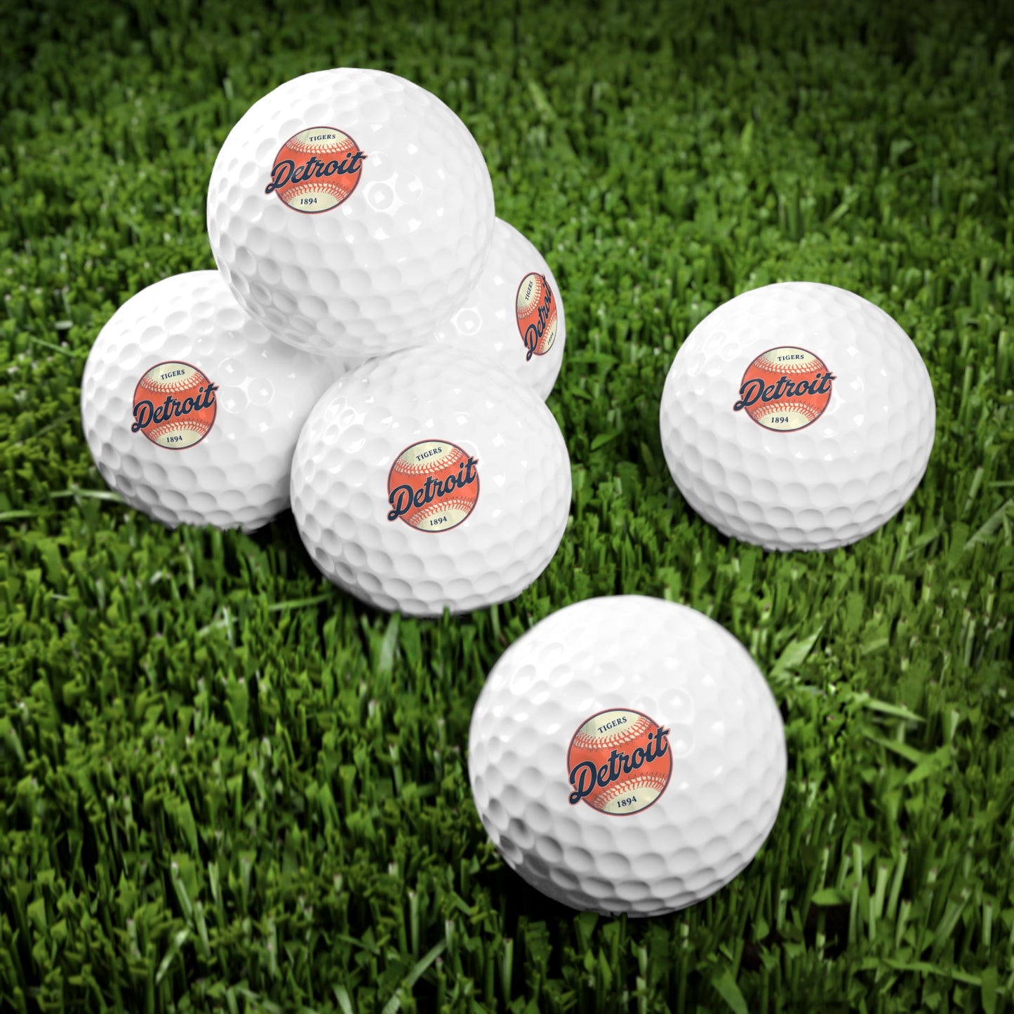 Personalized Golf Balls - 6 Pack with Detroit Tigers Design