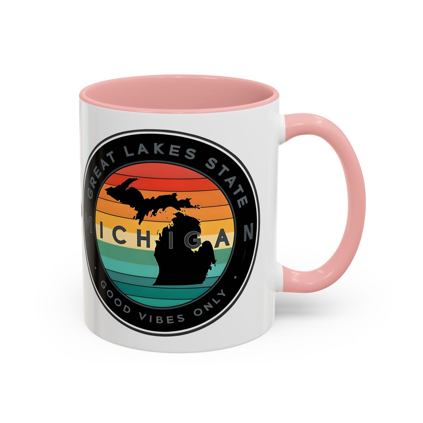 Michigan Accent Coffee Mug, Great Lakes State Cup, Personalized Gift for Michiganders, Camping, Boating, Good Vibes Only