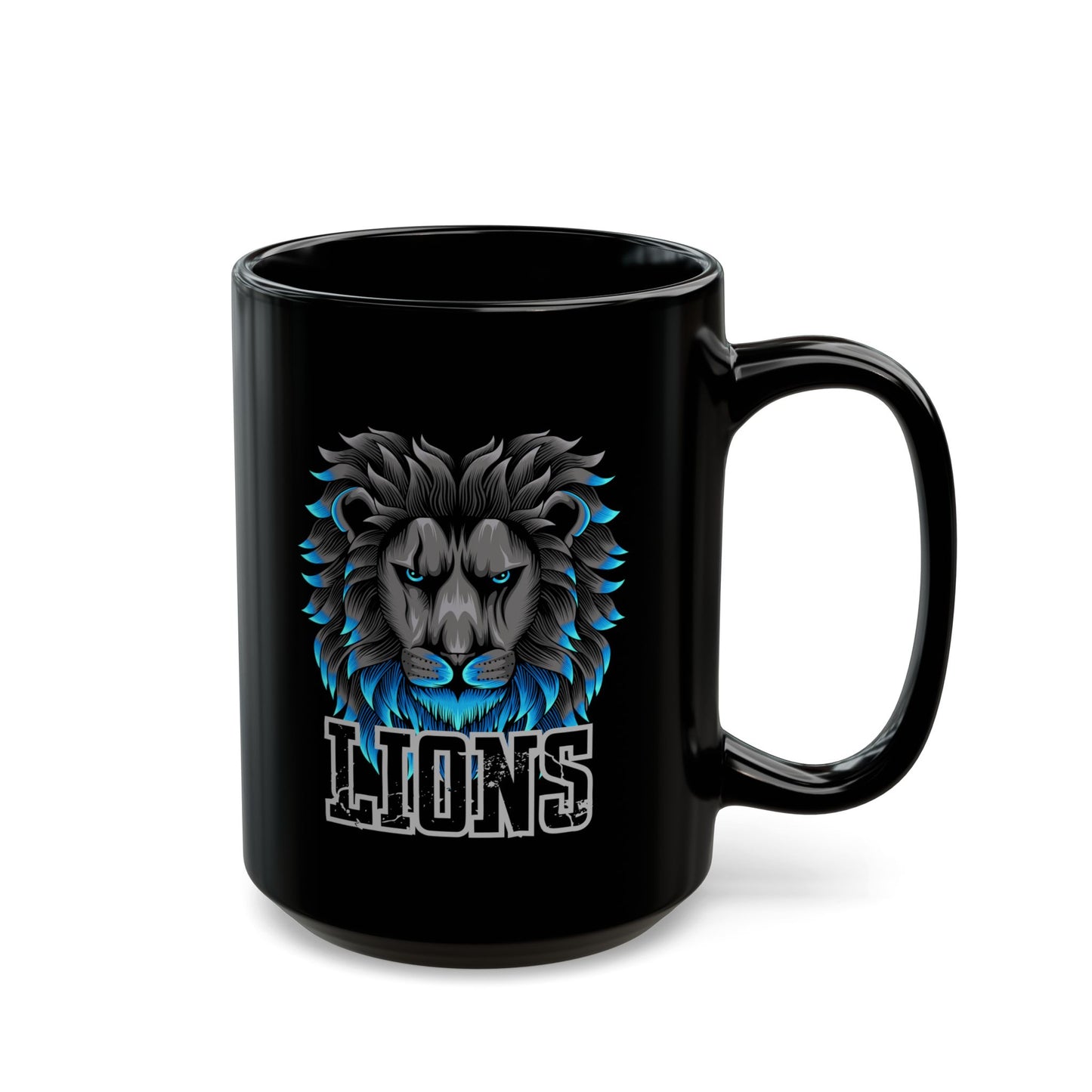 Mug, Lions Football, Football Coach Gift, Detroit Football, Black Coffee Cup, Tea Mug, Lions Fan, Personalized Mug