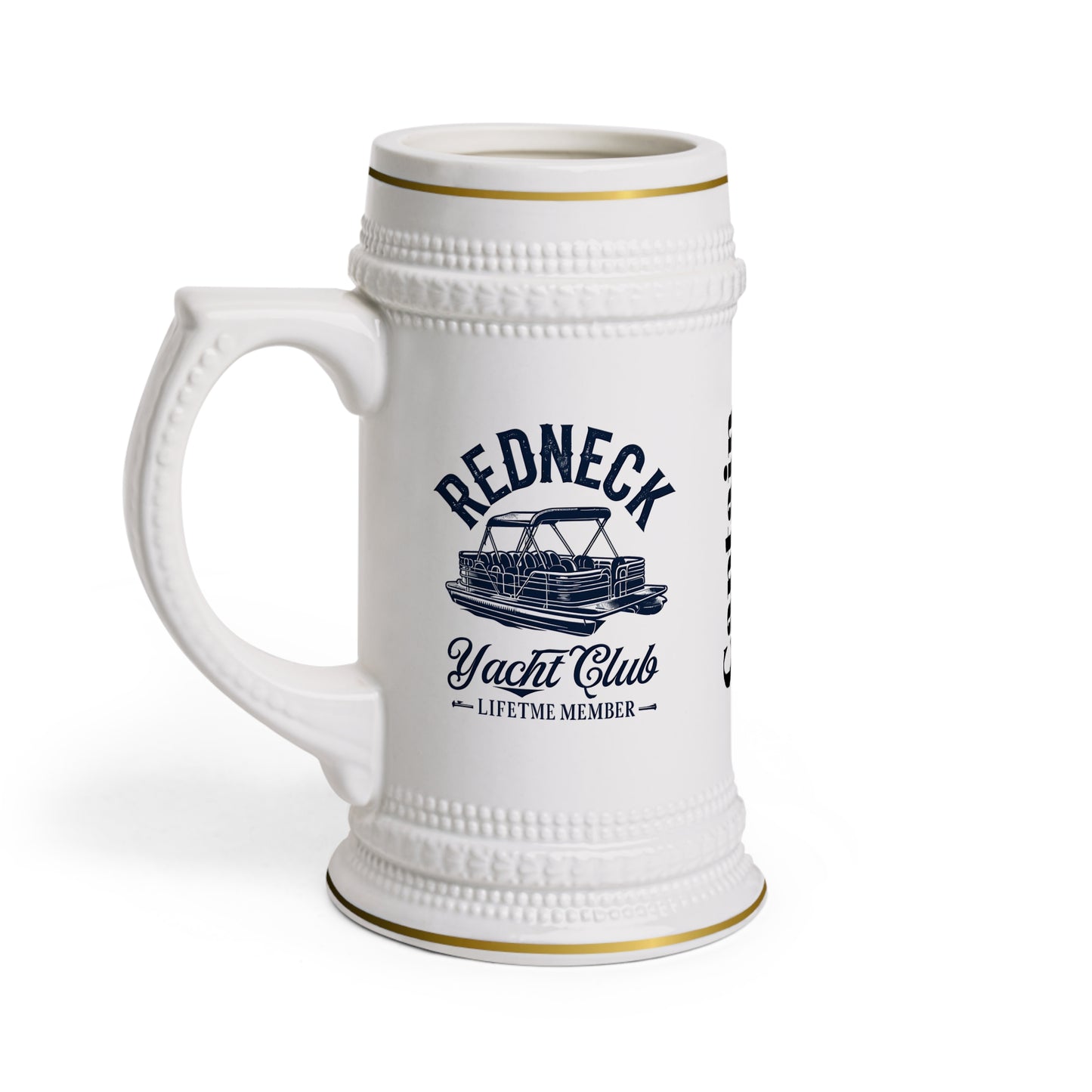 Nautical Stein Mug for Boat Lovers, Captain Gift, Redneck Yacht Club Pontoon, Summer Parties, Father's Day Celebrations, Funny Boating