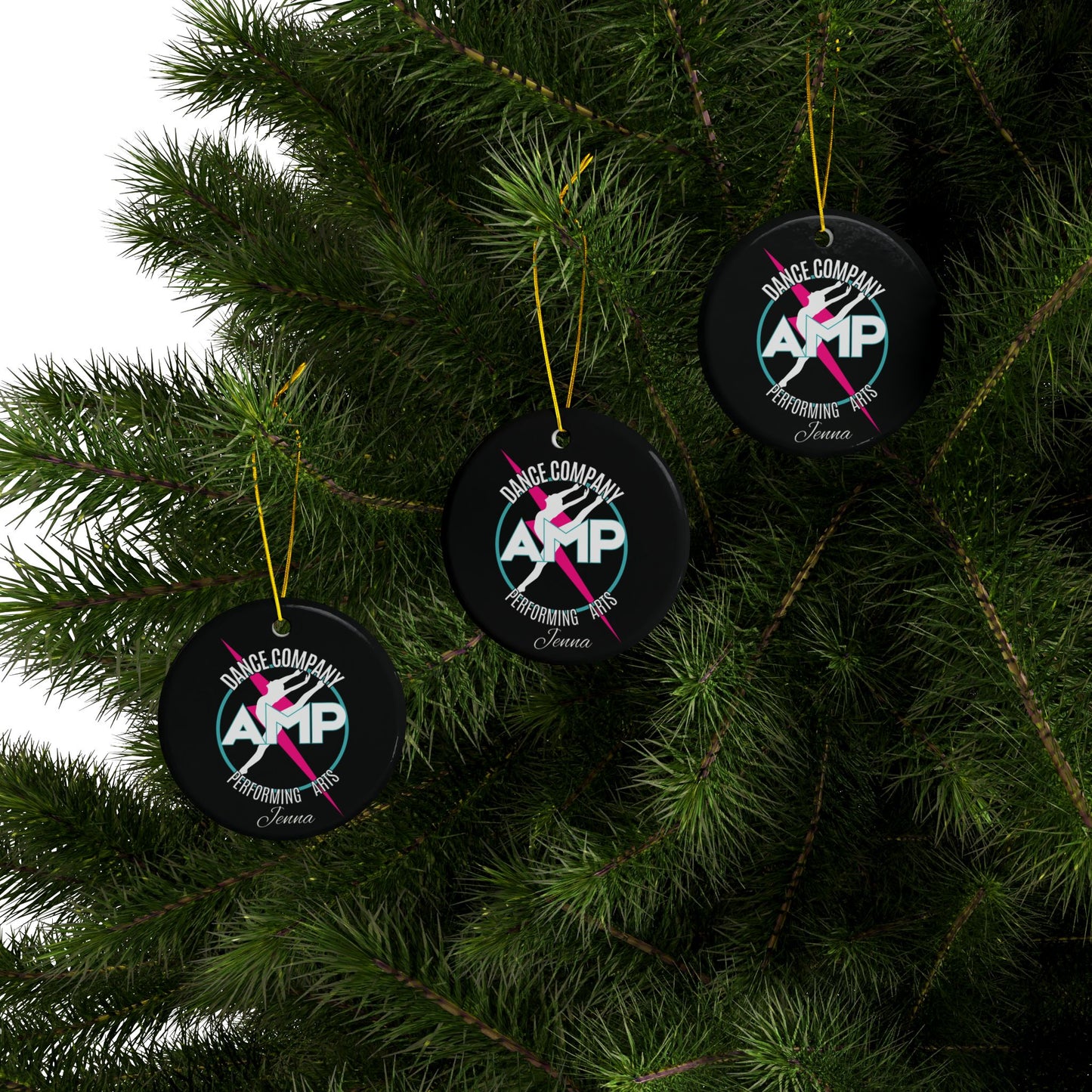 AMP Dance Company Logo Ornament | Ceramic Round Ornament, Custom and Personalized
