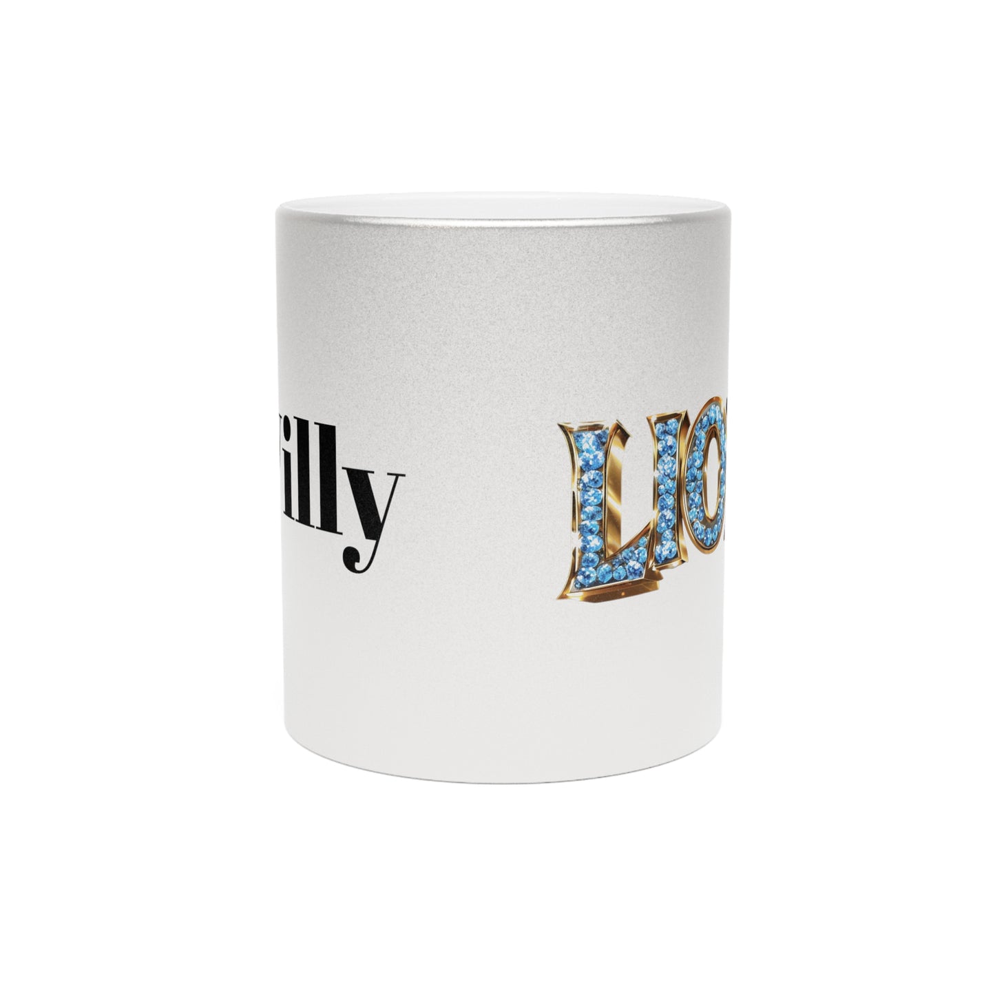 Metallic Mug — 'Willy' & Jewel-Style 'Lio' Silver/Gold Accent Ceramic Cup