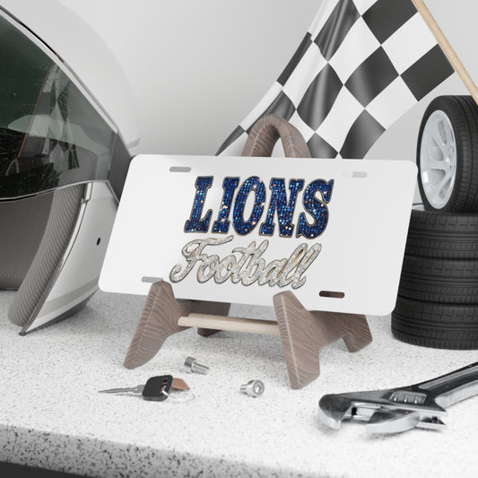 Vanity Plate, Sequin Lions Football Decor, Car Tag, License Plate, Team Spirit Gift, Sports Fan Accessory