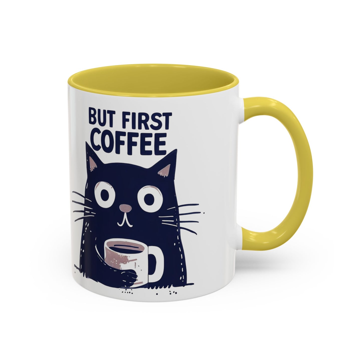 But First Coffee Cat Mug - Colorful 11oz/15oz Coffee Cup, Perfect for Cat Lovers, Gift for Mom, Birthday, Housewarming