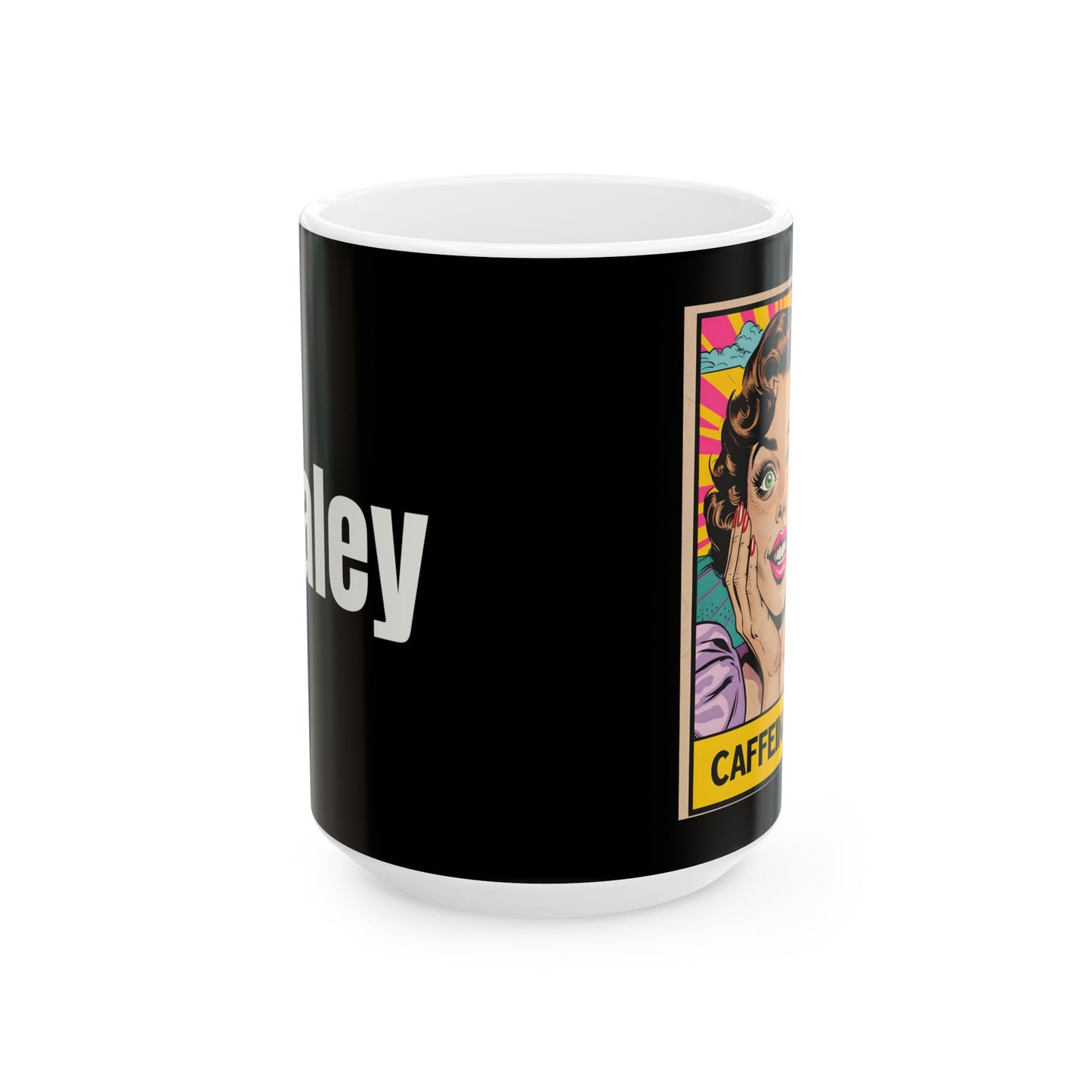 Caffeinated Retro Ceramic Mug - Perfect for Coffee Lovers, Personalized Coffee Mug, Fun Funny Coffee Mug, Coffee Lover Gift Idea, Custom Gift