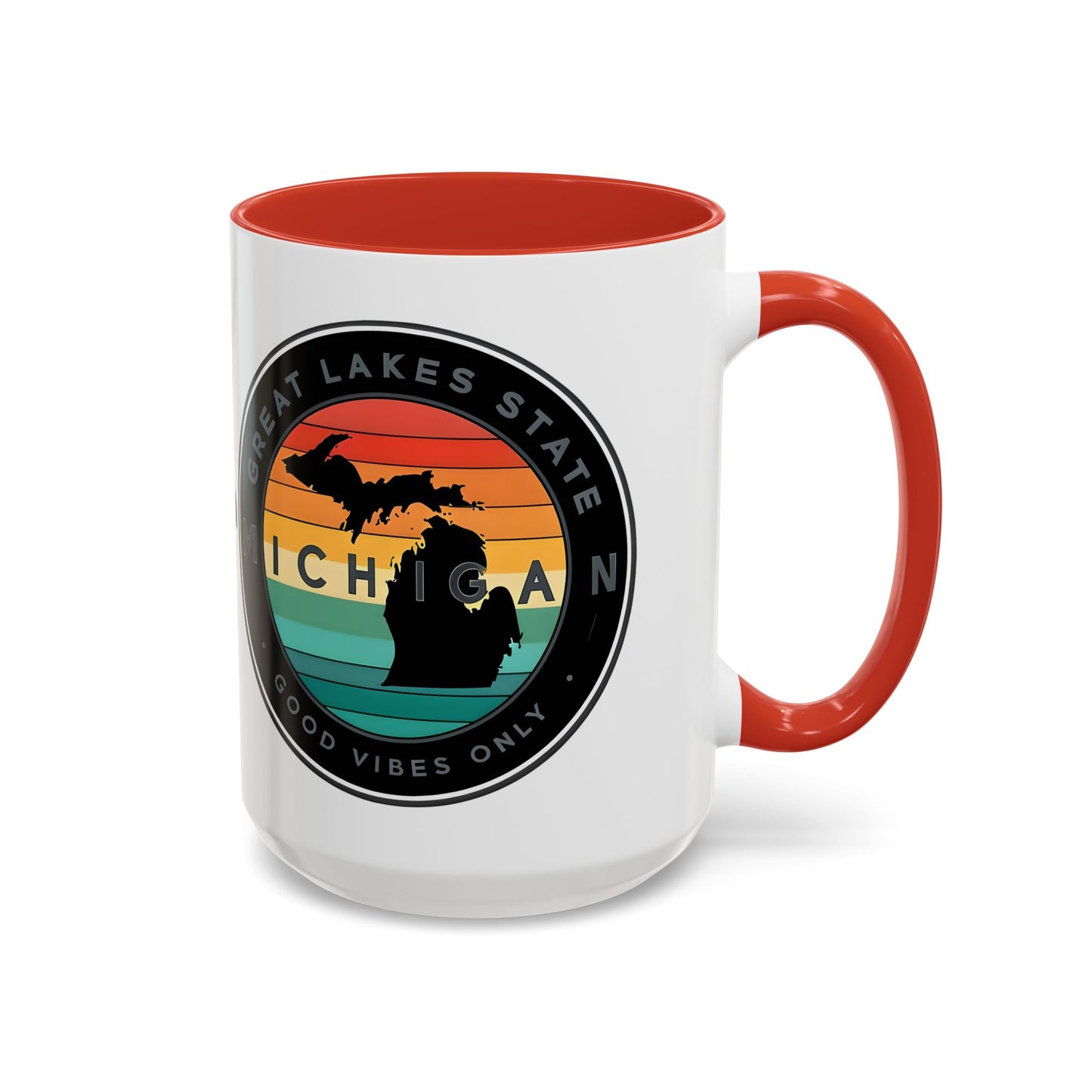 Michigan Accent Coffee Mug, Great Lakes State Cup, Personalized Gift for Michiganders, Camping, Boating, Good Vibes Only