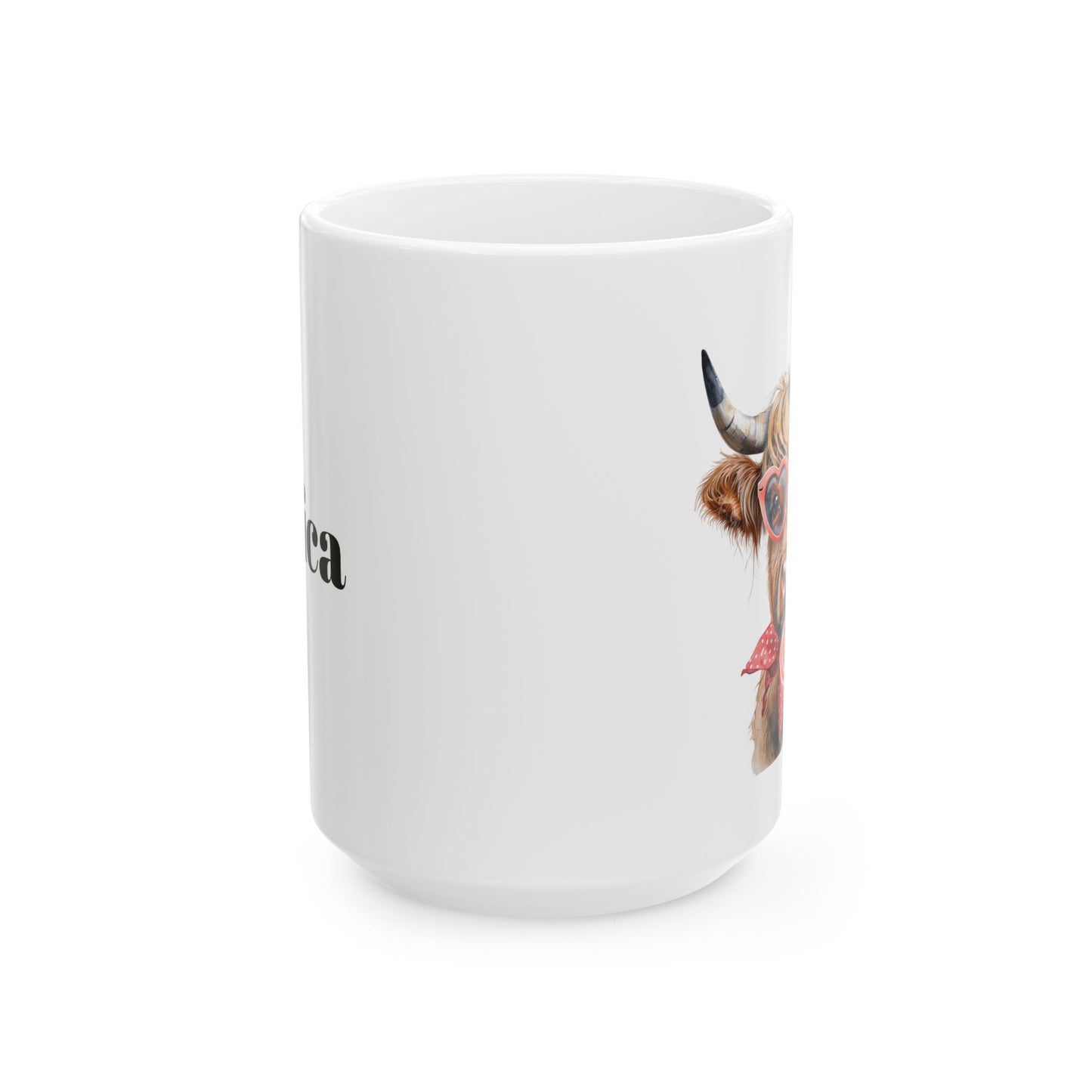 Highland Cow Ceramic Mug, Valentine's Gift, Personalized Coffee Cup, Custom Animal Lover Tea Mug, Cow Lover Kitchen Decor, Farmhouse Mug