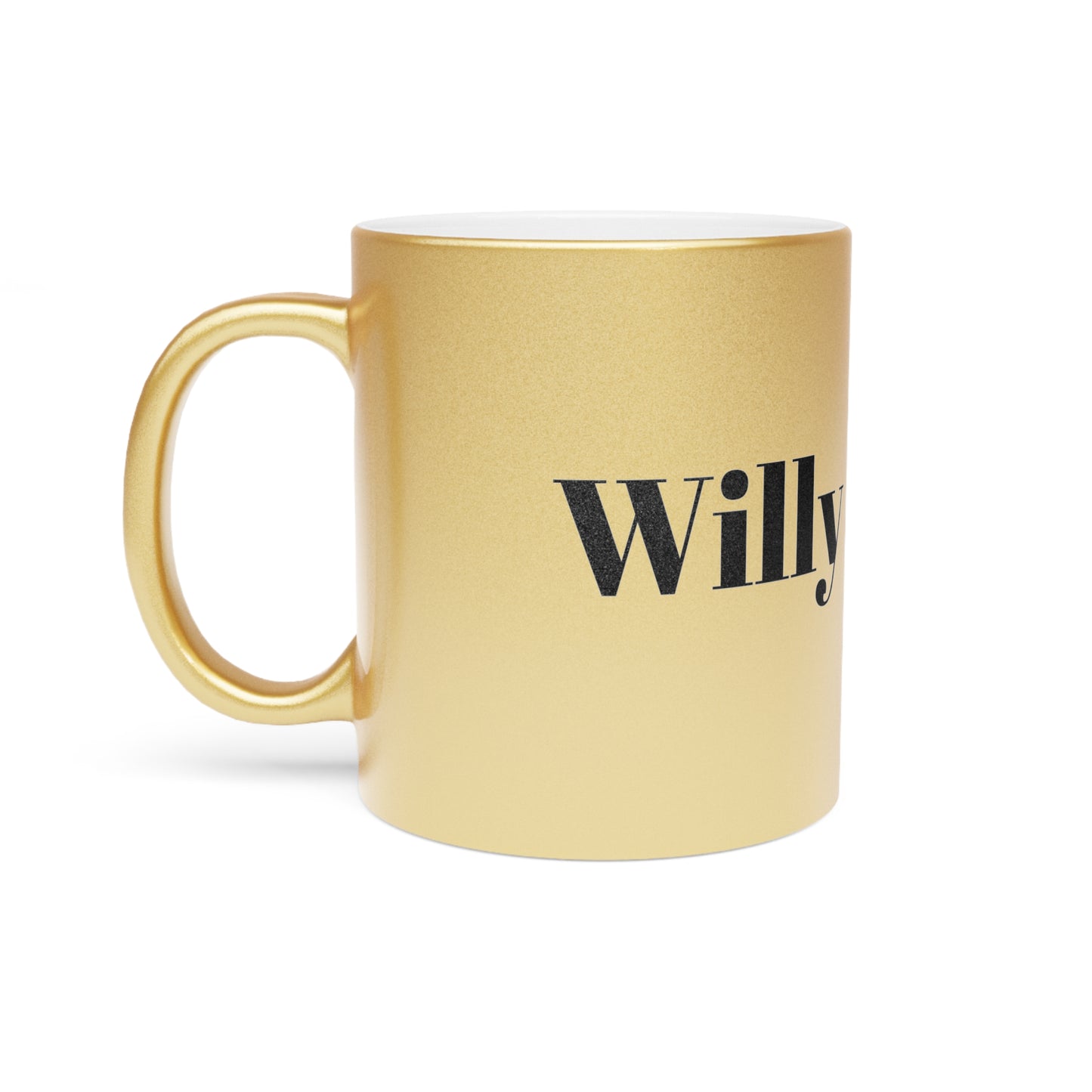 Metallic Mug — 'Willy' & Jewel-Style 'Lio' Silver/Gold Accent Ceramic Cup