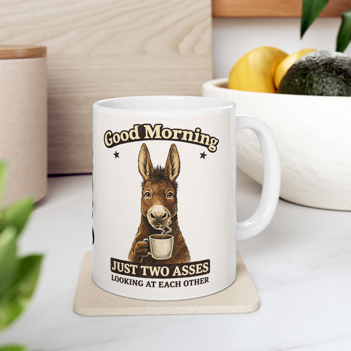 Just Two Asses Looking at Each Other Ceramic Mug — Funny Personalized Donkey Coffee Cup (11oz/15oz)
