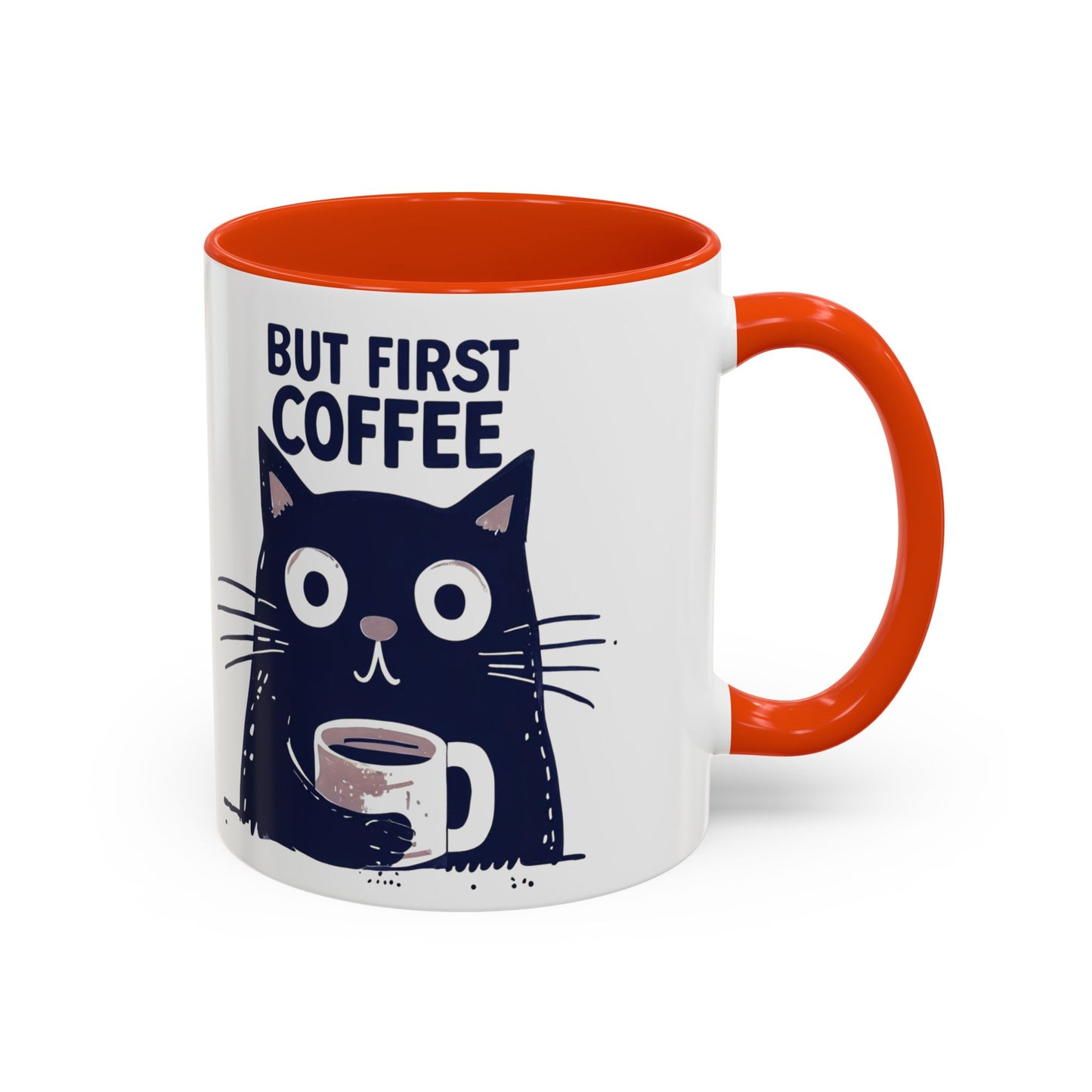 But First Coffee Cat Mug - Colorful 11oz/15oz Coffee Cup, Perfect for Cat Lovers, Gift for Mom, Birthday, Housewarming