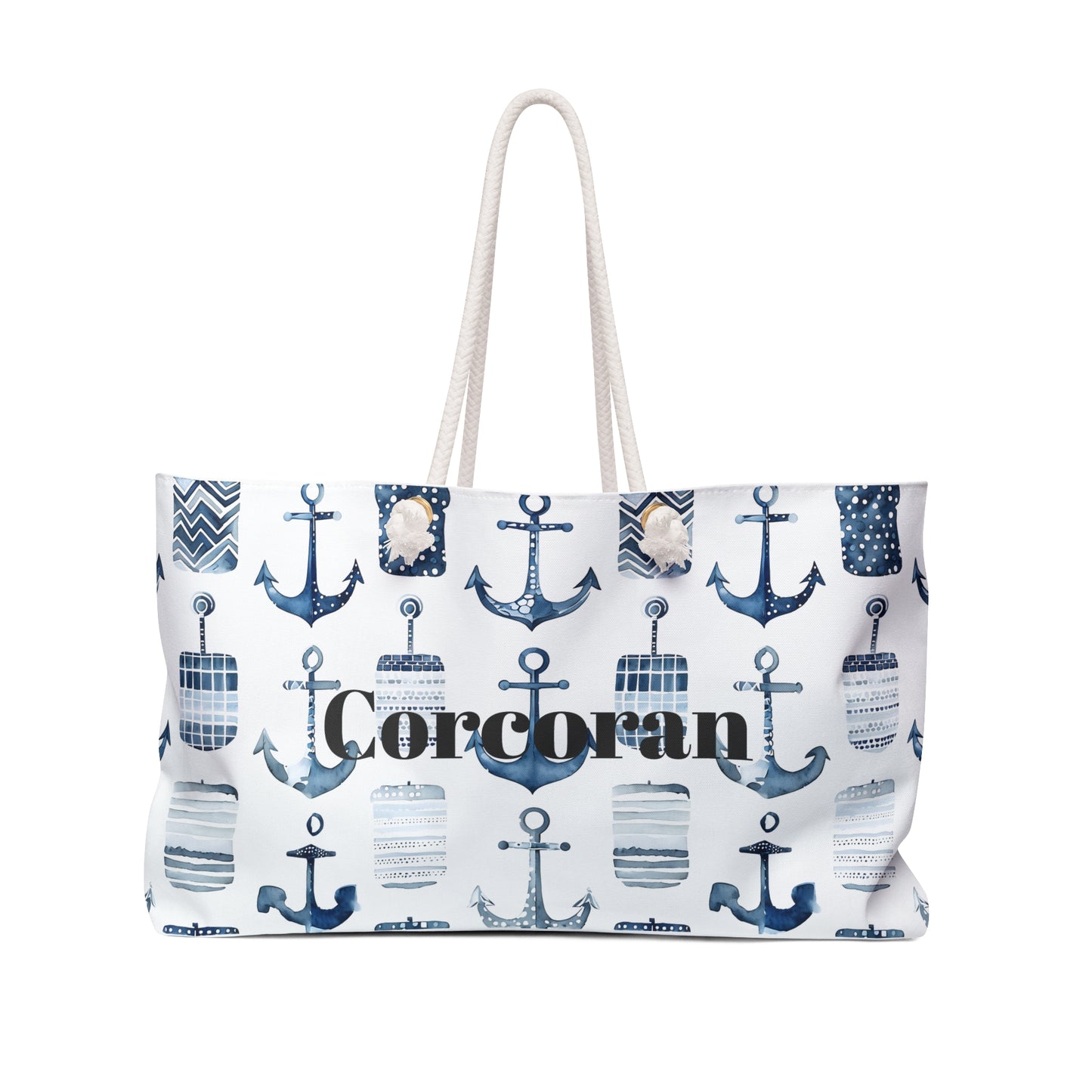 Weekender Bag - Nautical Anchor Personalized Custom Add Name, Mother's Day Gift, Vacation Tote, Boat Tote, Camping Tote, Cruise Tote