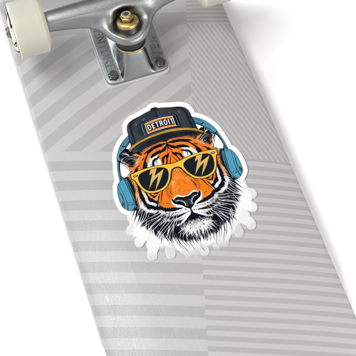 Detroit Tiger Head Sticker — Cool Sunglasses & Headphones Kiss-Cut Sticker