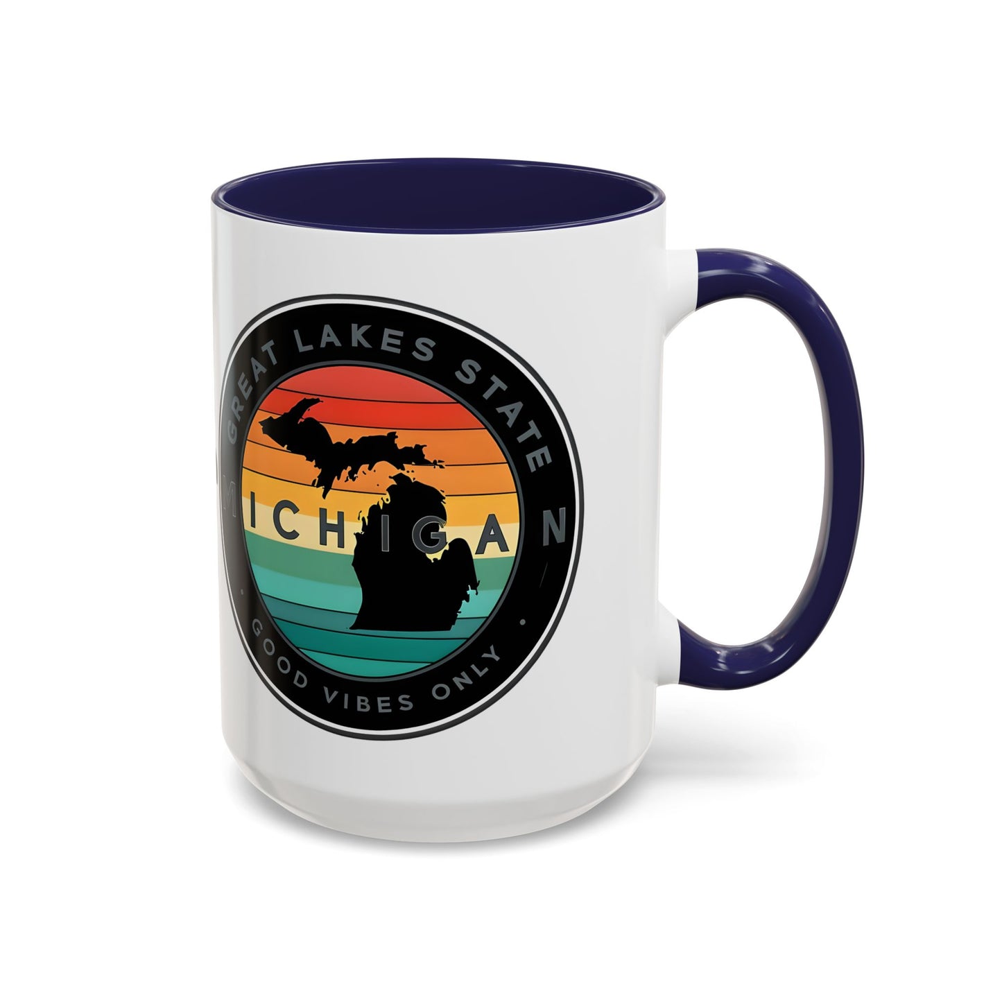 Michigan Accent Coffee Mug, Great Lakes State Cup, Personalized Gift for Michiganders, Camping, Boating, Good Vibes Only