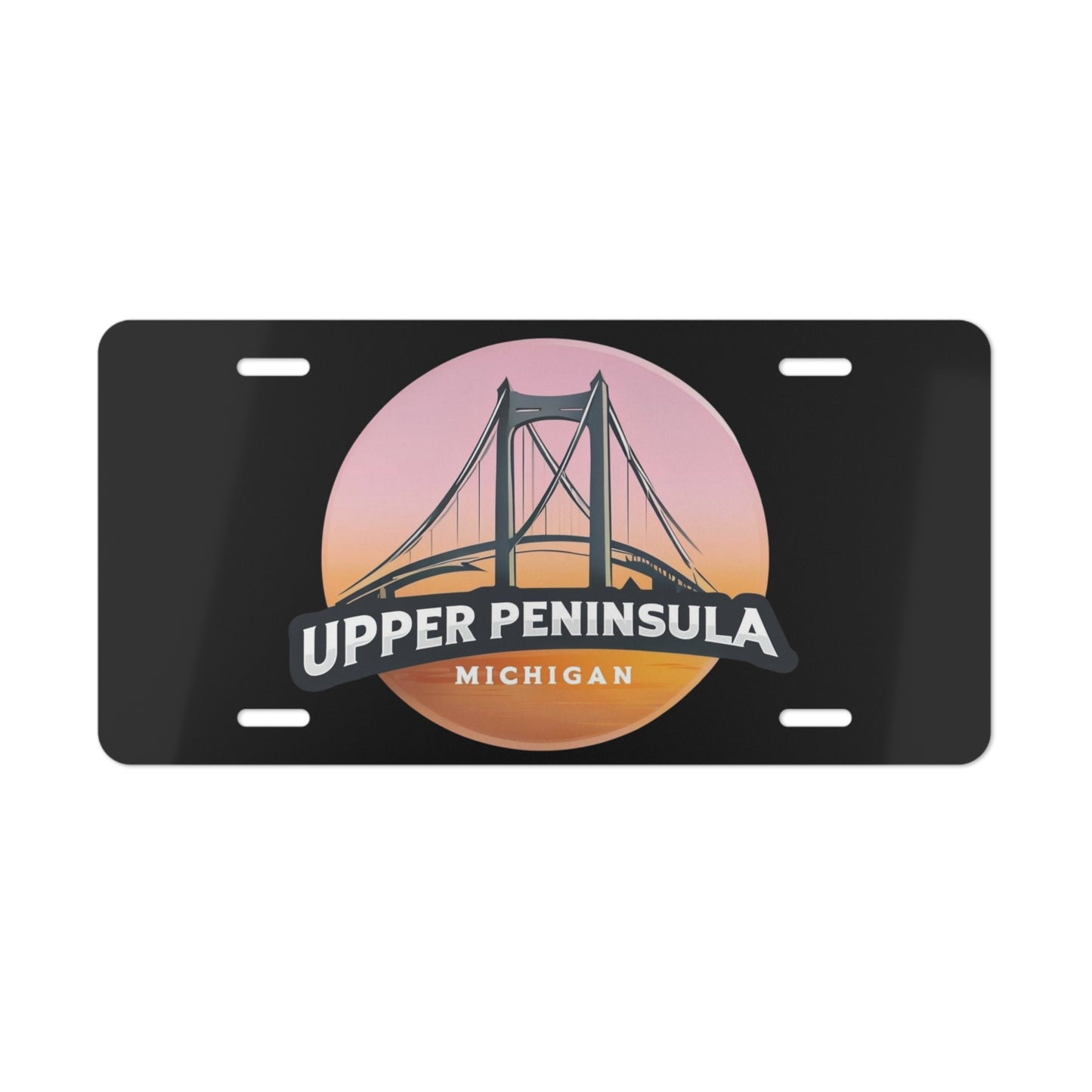 Upper Peninsula, Mackinac Bridge, Michigan, Sunset, Pure Michigan, Great Lakes, License Plate, Personalize, New Car Gift Idea, Great Lakes