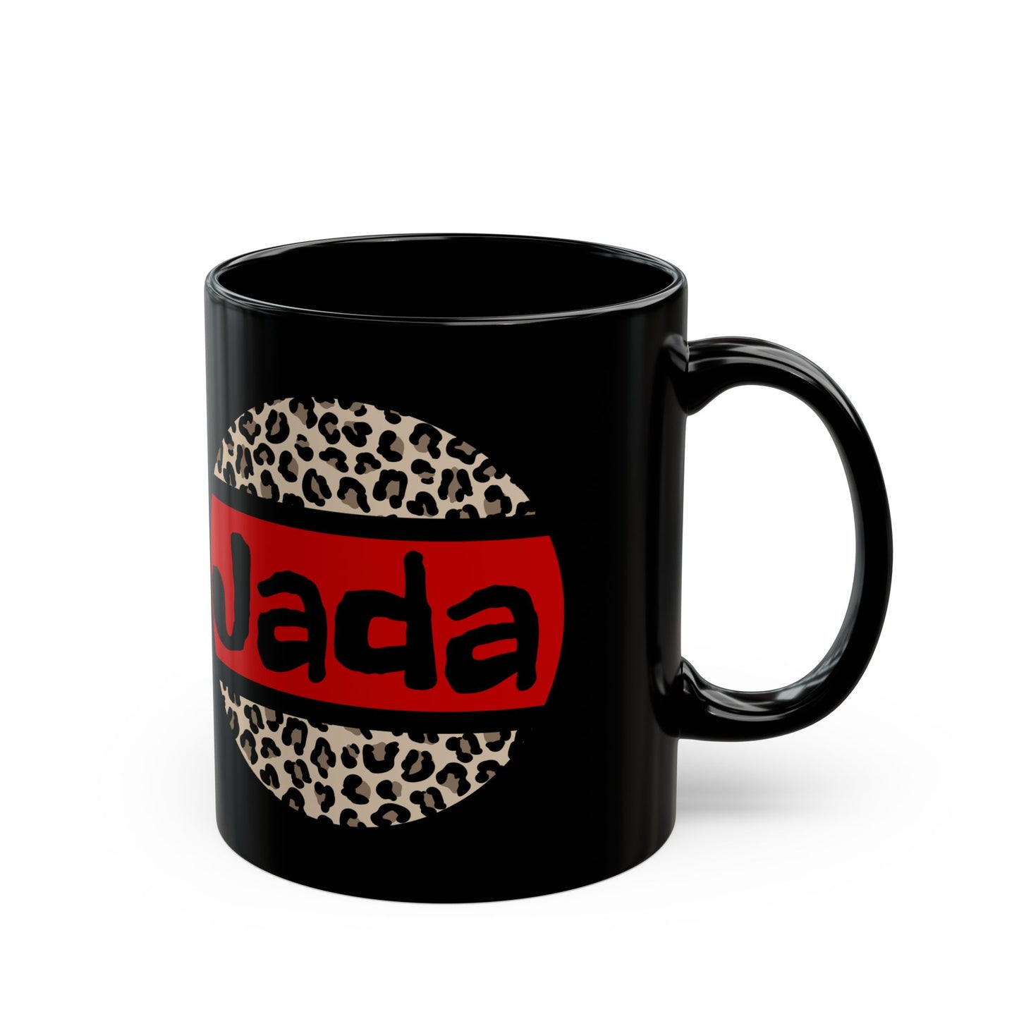 Black Personalized Custom Leopard Print Coffee Cup Mug (11oz, 15oz), Tea Cup, Gift Idea, Valentine's Day, Gift for Her, Nurse Gift, Mother's Day Custom Personalized Add Name