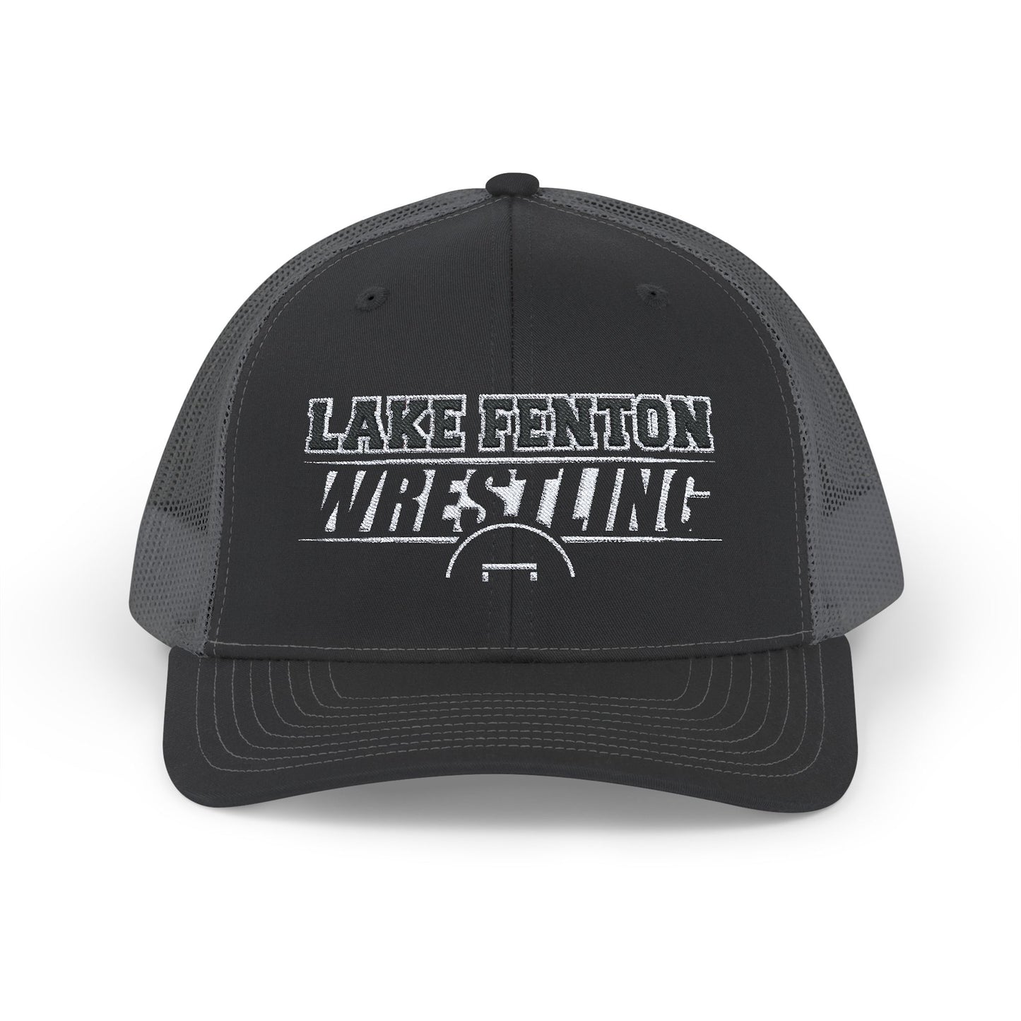 Lake Fenton Wrestling Mat Snapback Trucker Cap, Embroidered Design