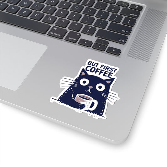 Funny Cat But First Coffee Stickers, Cute Cat Stickers, Coffee Lover Gifts, Laptop Decals, Journal Stickers, Kawaii Stickers, Water Bottle