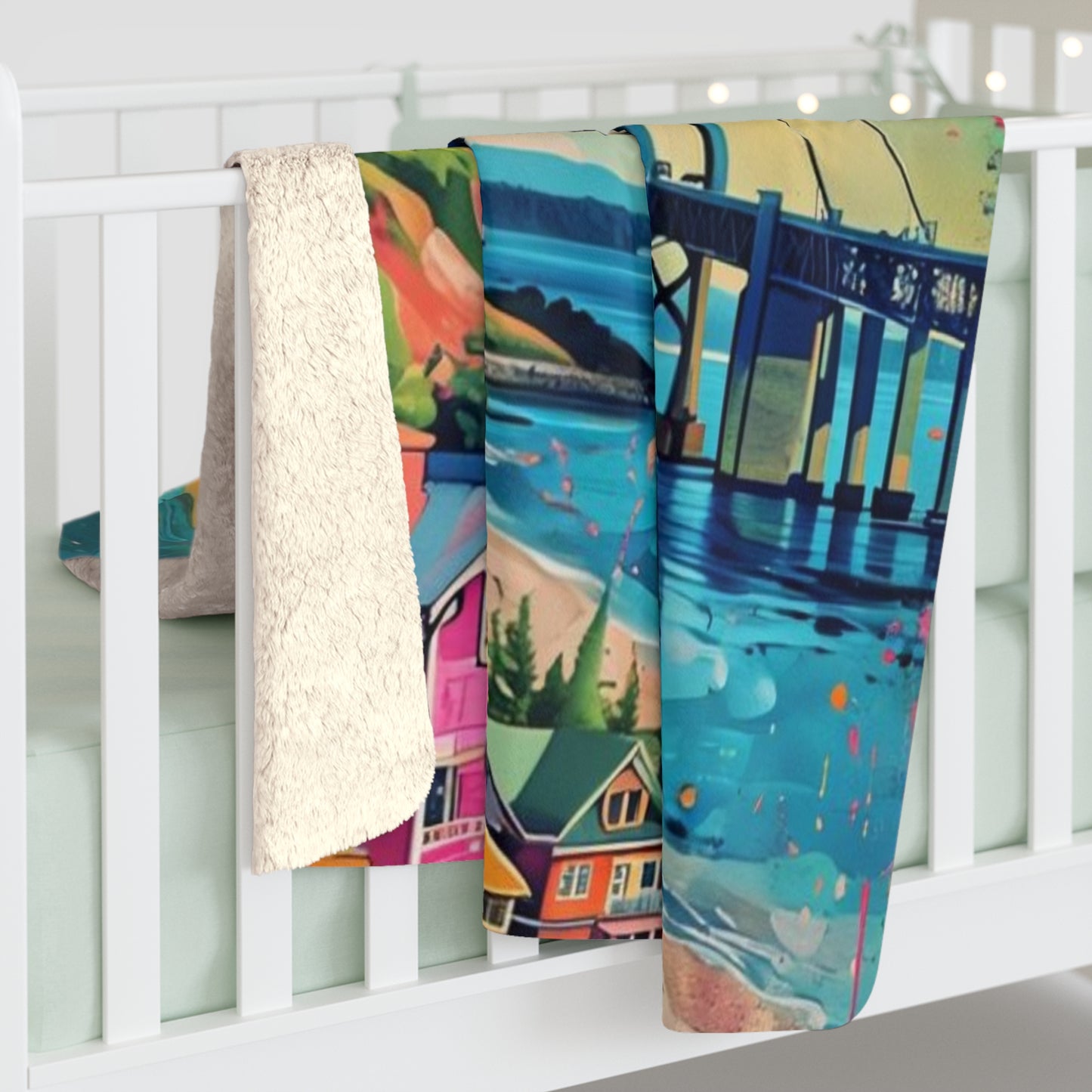 Sherpa Fleece Blanket, My Island By The Straits, Mackinac Island, Mackinac Bridge, Michigan - Cozy Home Decor, Travel Gift, Michigan