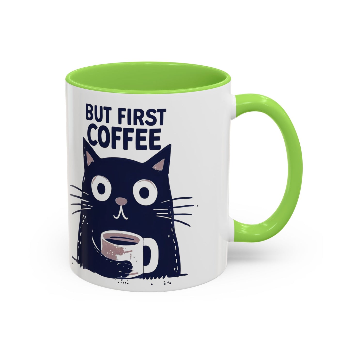 But First Coffee Cat Mug - Colorful 11oz/15oz Coffee Cup, Perfect for Cat Lovers, Gift for Mom, Birthday, Housewarming