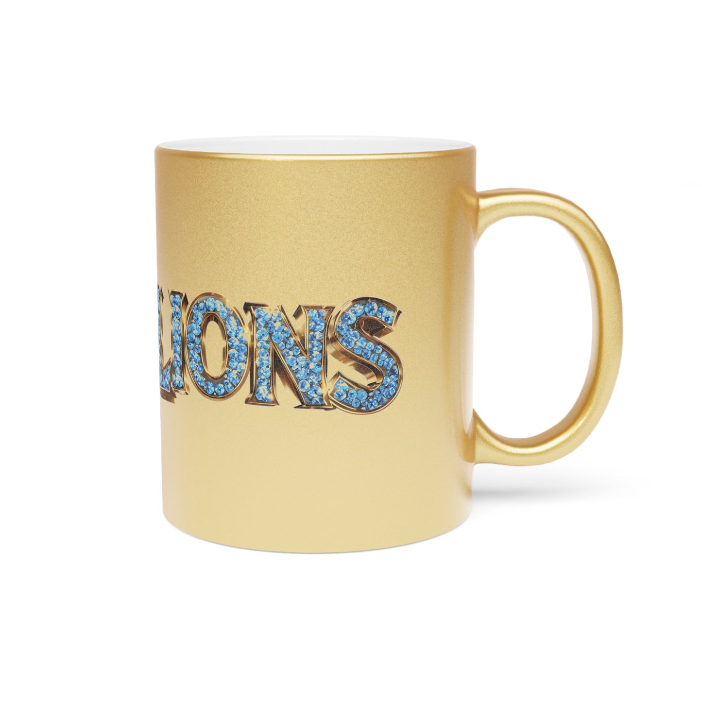 Metallic Mug, Lions Personalized Mug, Detroit Lions Fan Gift, Silver"Gold Lions Football Cup, Coaches Gift Idea, Mother's Day Gift