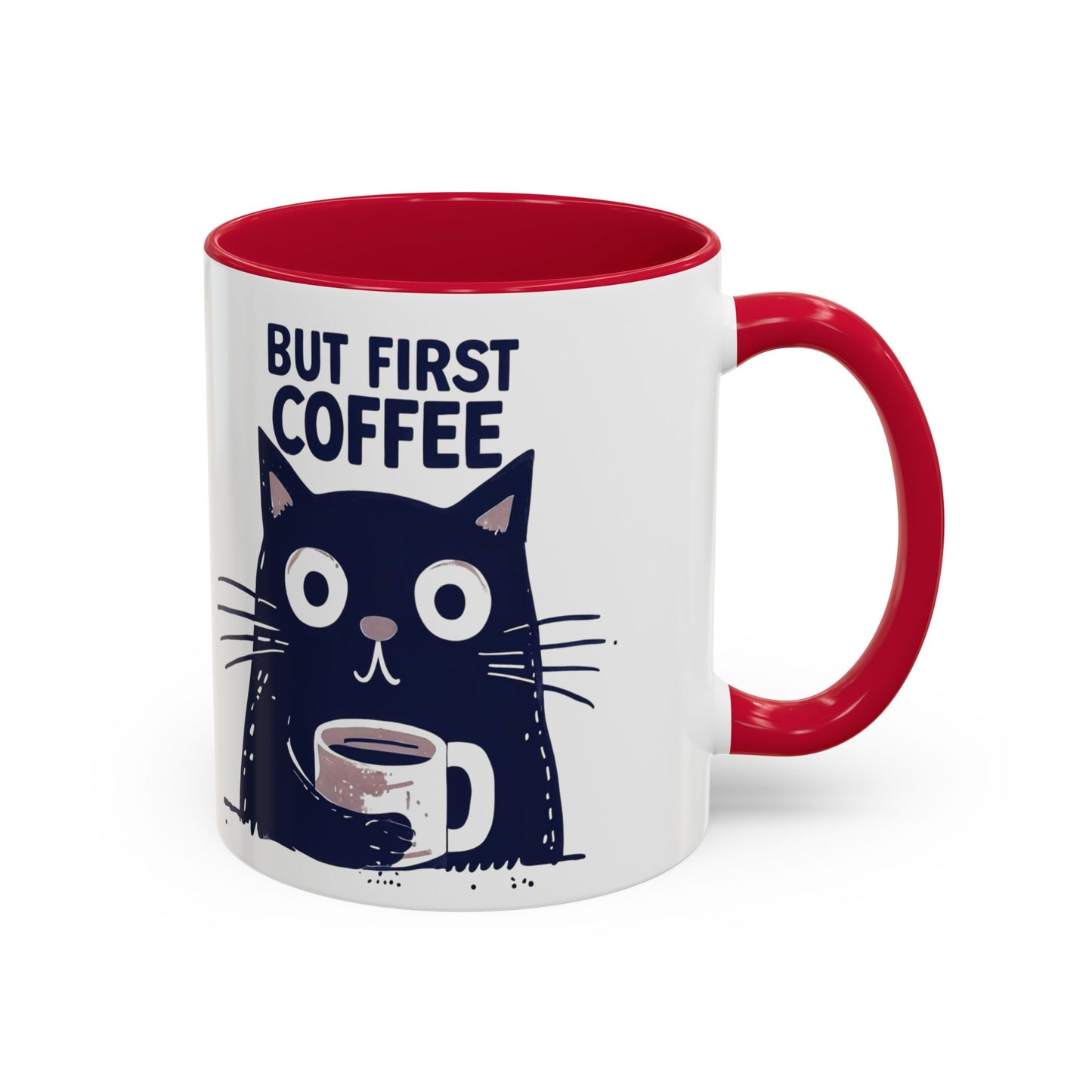 But First Coffee Cat Mug - Colorful 11oz/15oz Coffee Cup, Perfect for Cat Lovers, Gift for Mom, Birthday, Housewarming