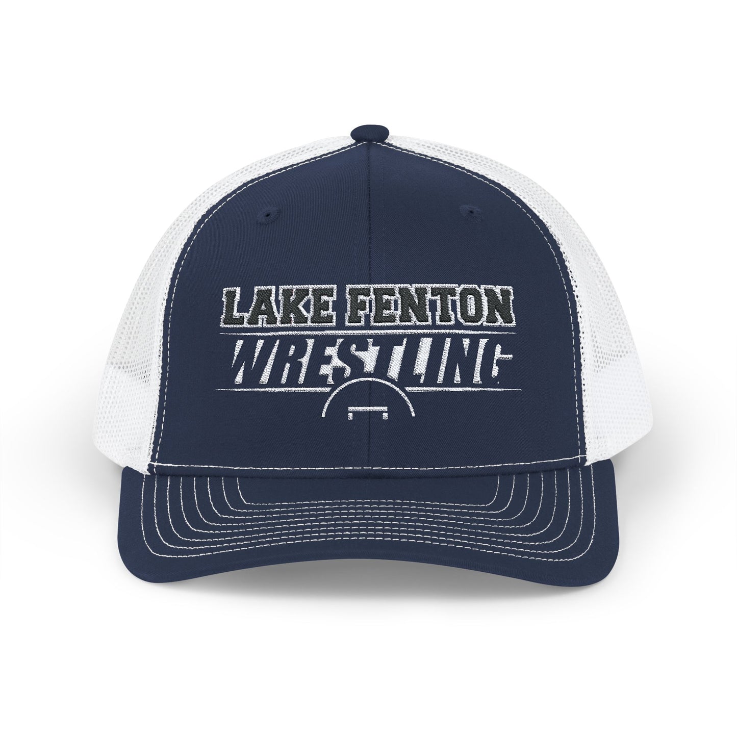 Lake Fenton Wrestling Mat Snapback Trucker Cap, Embroidered Design