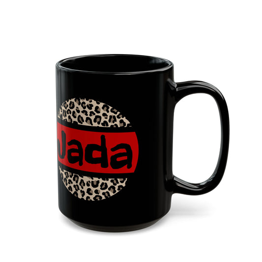 Black Personalized Custom Leopard Print Coffee Cup Mug (11oz, 15oz), Tea Cup, Gift Idea, Valentine's Day, Gift for Her, Nurse Gift, Mother's Day Custom Personalized Add Name