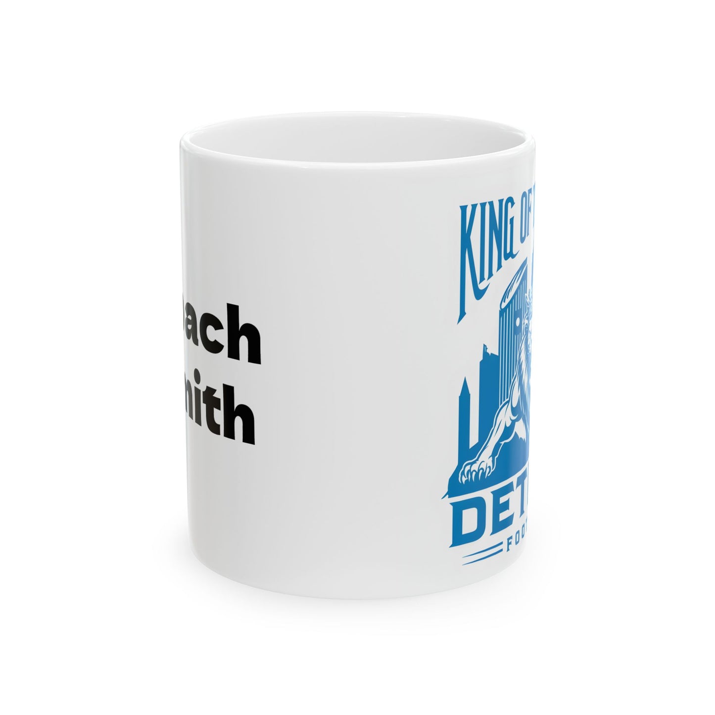 Football Fan Ceramic Mug, Detroit Lions Coffee Cup, Sports Team Personalized Drinkware, King of The North Design, 11oz 15oz