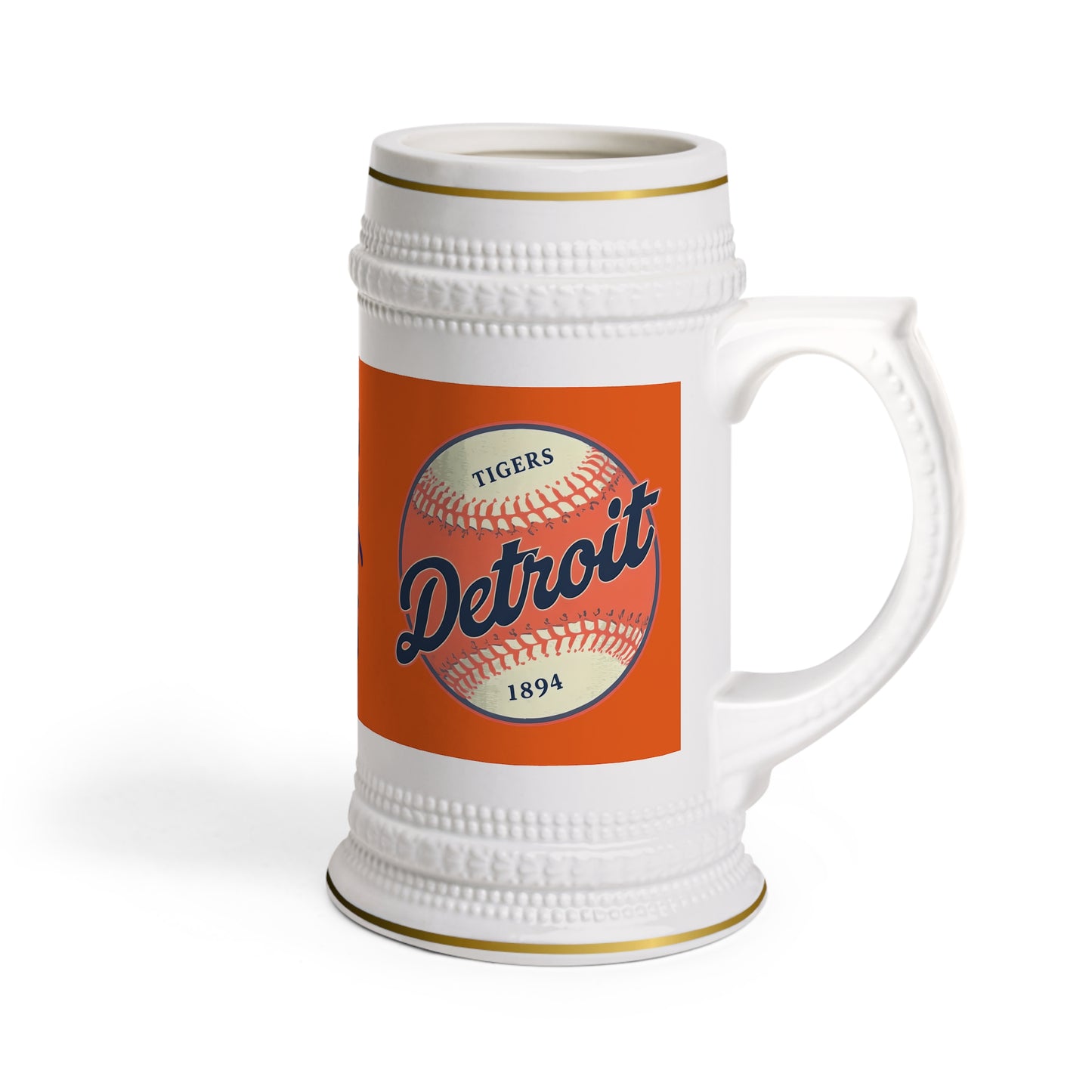 Stein Mug - Detroit Tigers Baseball Personalize Custom, Sports Fan Gift, Gift for Baseball Lover, Customized Ceramic Beer Mug, Personalized