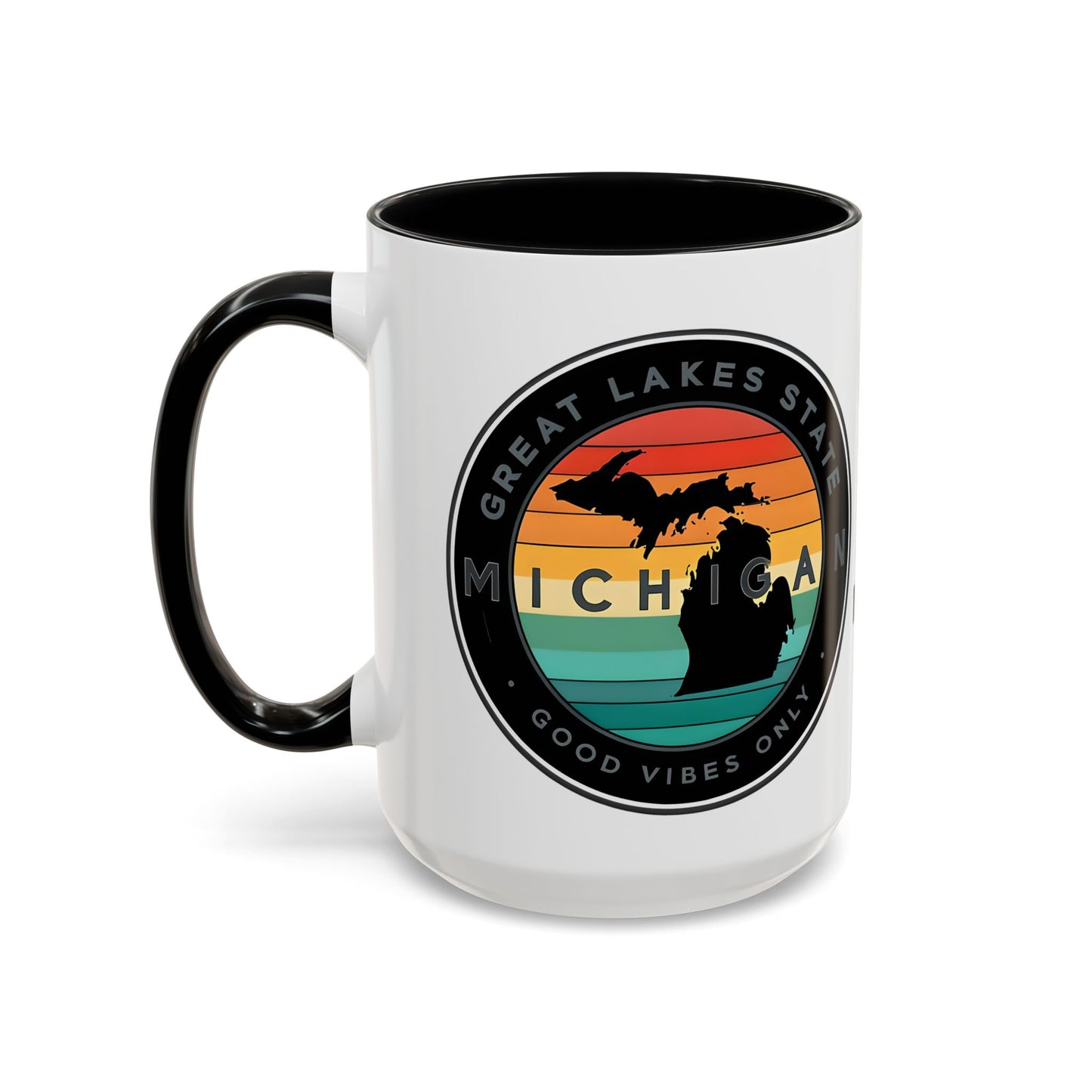 Michigan Accent Coffee Mug, Great Lakes State Cup, Personalized Gift for Michiganders, Camping, Boating, Good Vibes Only