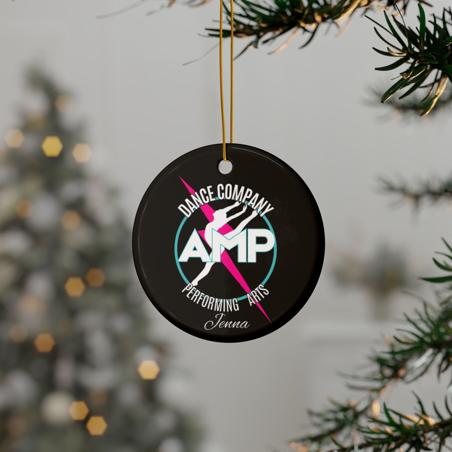 AMP Dance Company Logo Ornament | Ceramic Round Ornament, Custom and Personalized