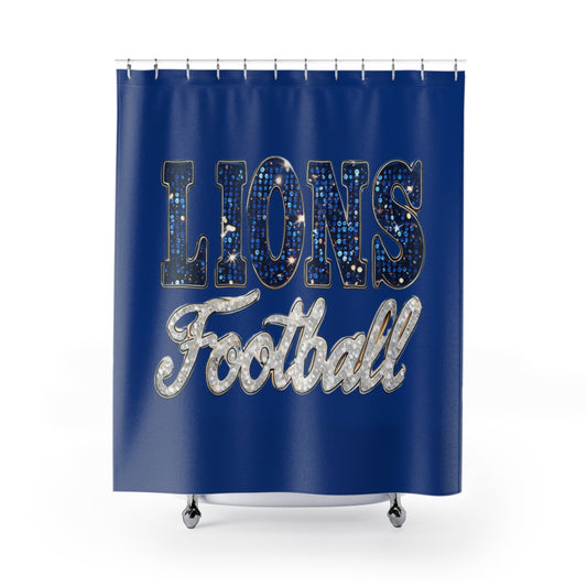 Lions Football Faux Sequin Look Shower Curtain, Bathroom Decor, Lions Football Mom, Lions Football Party Decor, Cute Shower Curtain