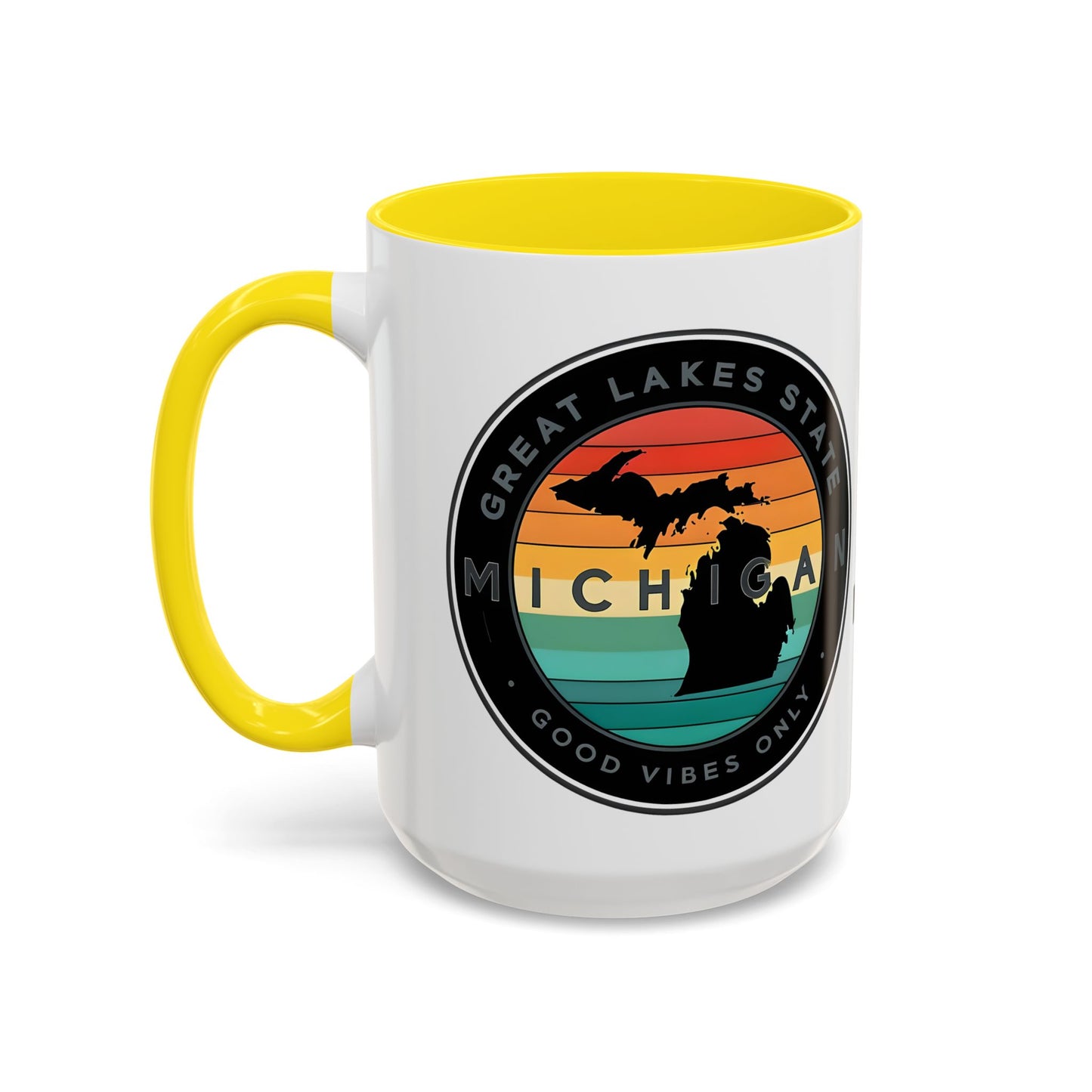 Michigan Accent Coffee Mug, Great Lakes State Cup, Personalized Gift for Michiganders, Camping, Boating, Good Vibes Only