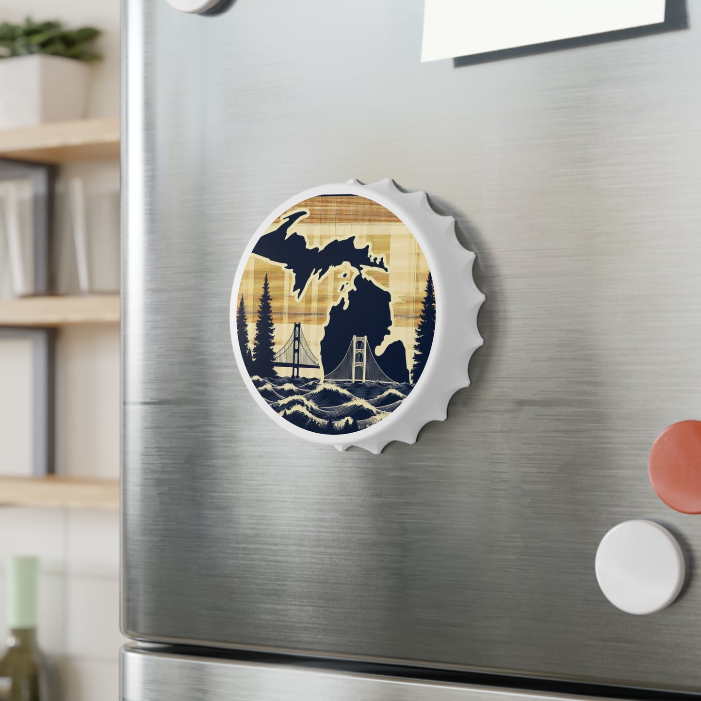 Michigan Plaid Bottle Opener - Mackinac Bridge Design - Great Lakes State Gift for Him, Father's Day, Groomsman - Valentines Day, Upper