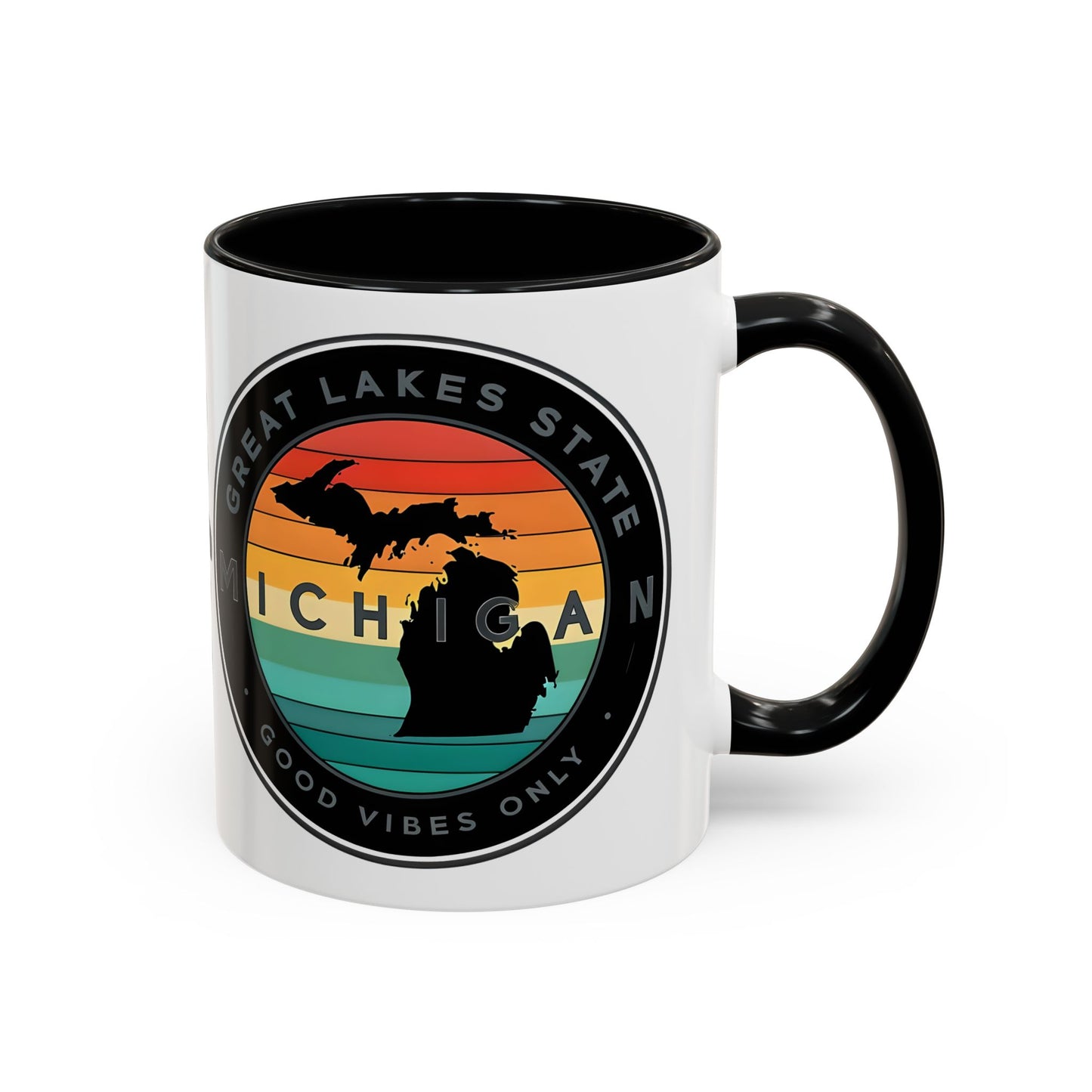 Michigan Accent Coffee Mug, Great Lakes State Cup, Personalized Gift for Michiganders, Camping, Boating, Good Vibes Only