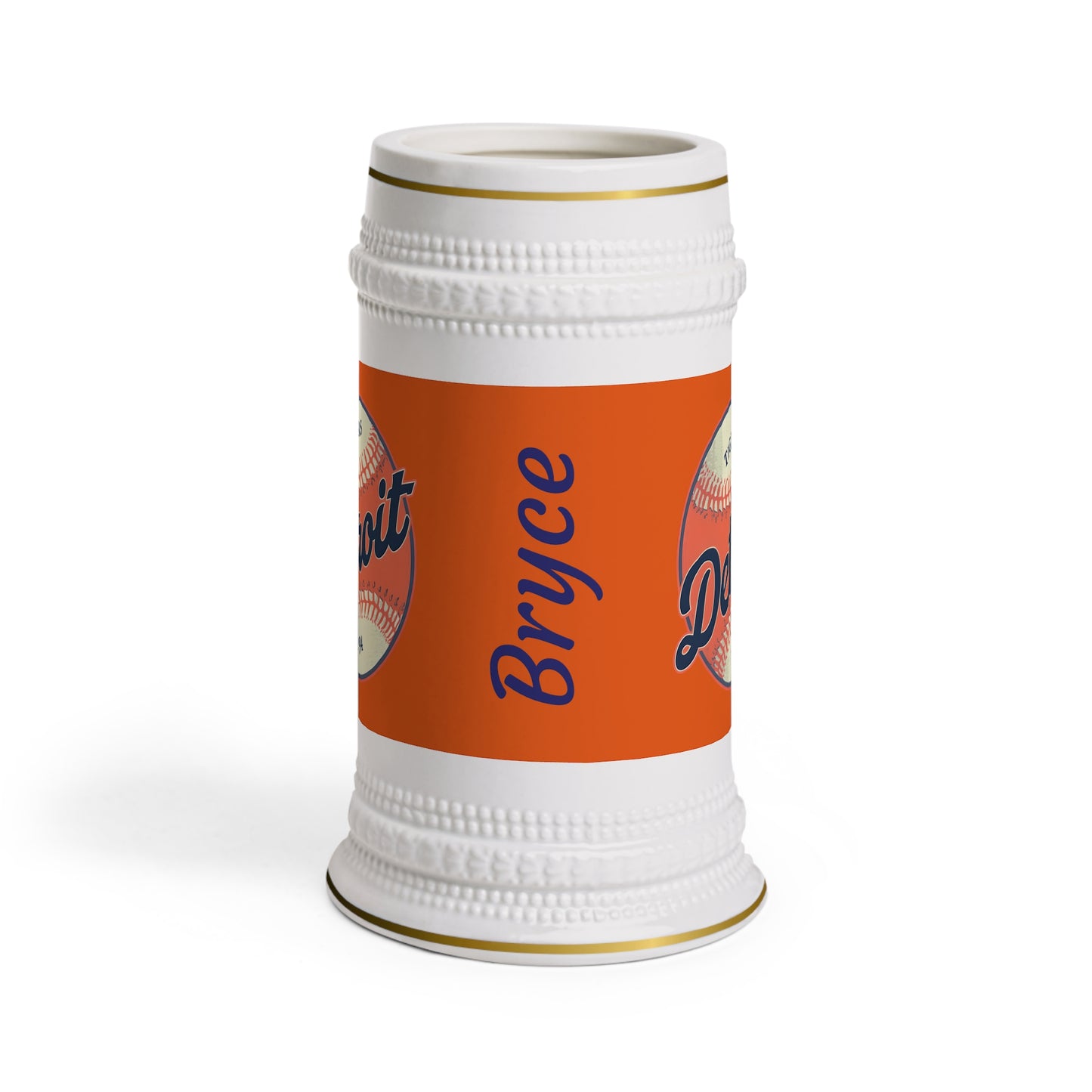 Stein Mug - Detroit Tigers Baseball Personalize Custom, Sports Fan Gift, Gift for Baseball Lover, Customized Ceramic Beer Mug, Personalized