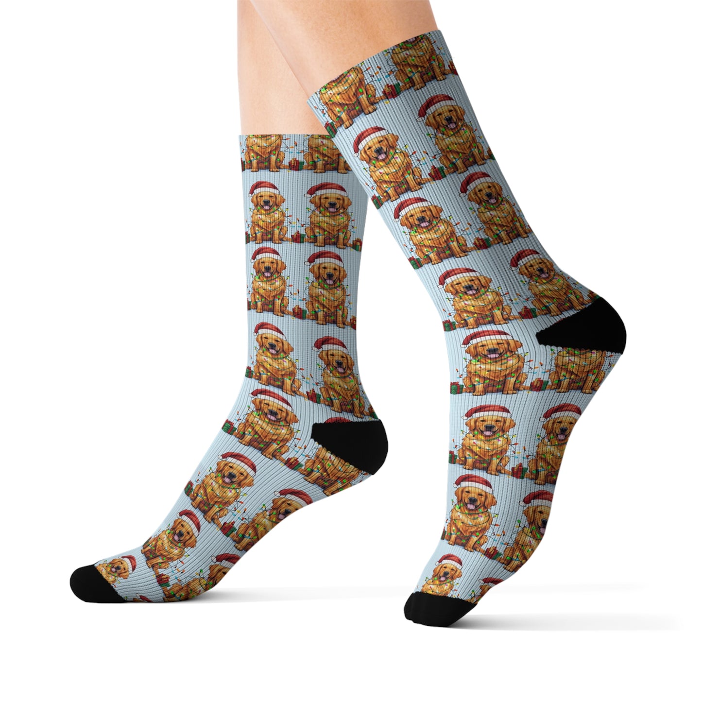 Golden Retriever Christmas Sublimation Socks, Funny Funky Socks, Stocking Stuffers, Gifts for Golden Retriever Lovers, Cozy Socks