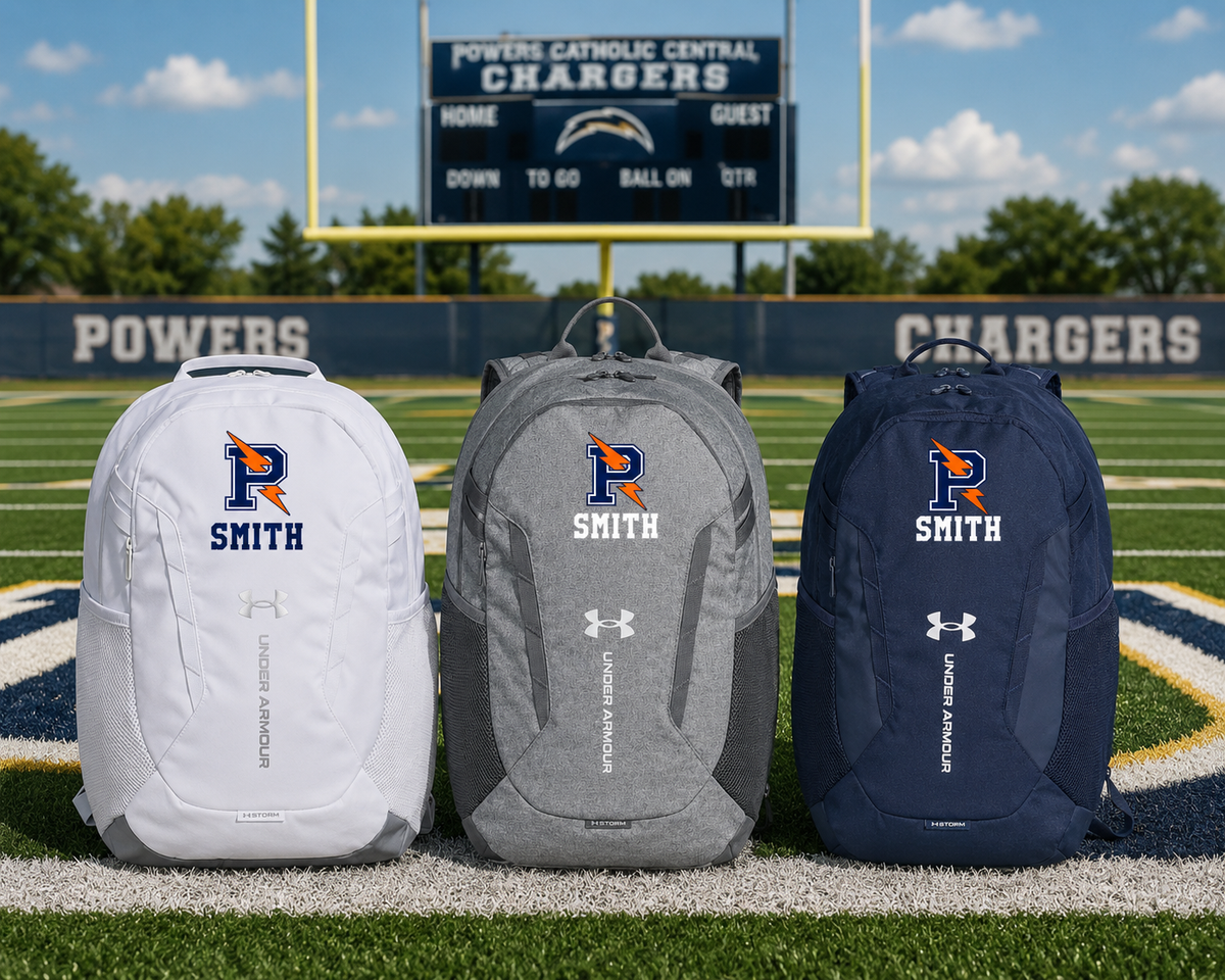 Powers Catholic Chargers Personalized Under Armour Hustle Team Backpack 6.0
