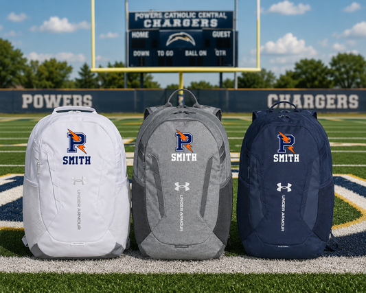 Powers Catholic Chargers Personalized Under Armour Hustle Team Backpack 6.0