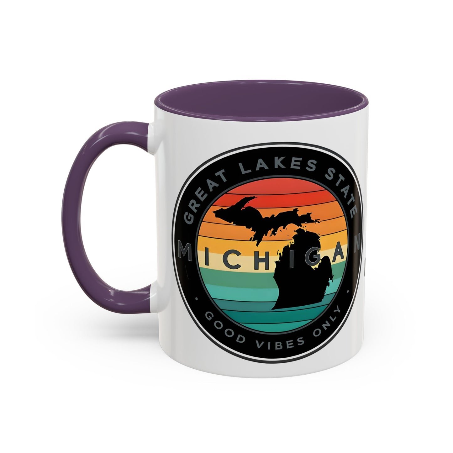Michigan Accent Coffee Mug, Great Lakes State Cup, Personalized Gift for Michiganders, Camping, Boating, Good Vibes Only